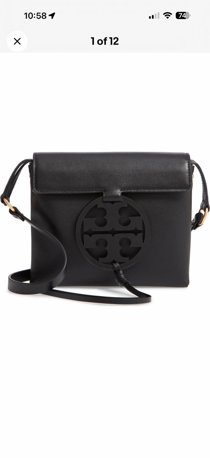 NWT Tory Burch Miller Logo Leather Flap Crossbody Bag 50769 BLACK AUTHENTIC