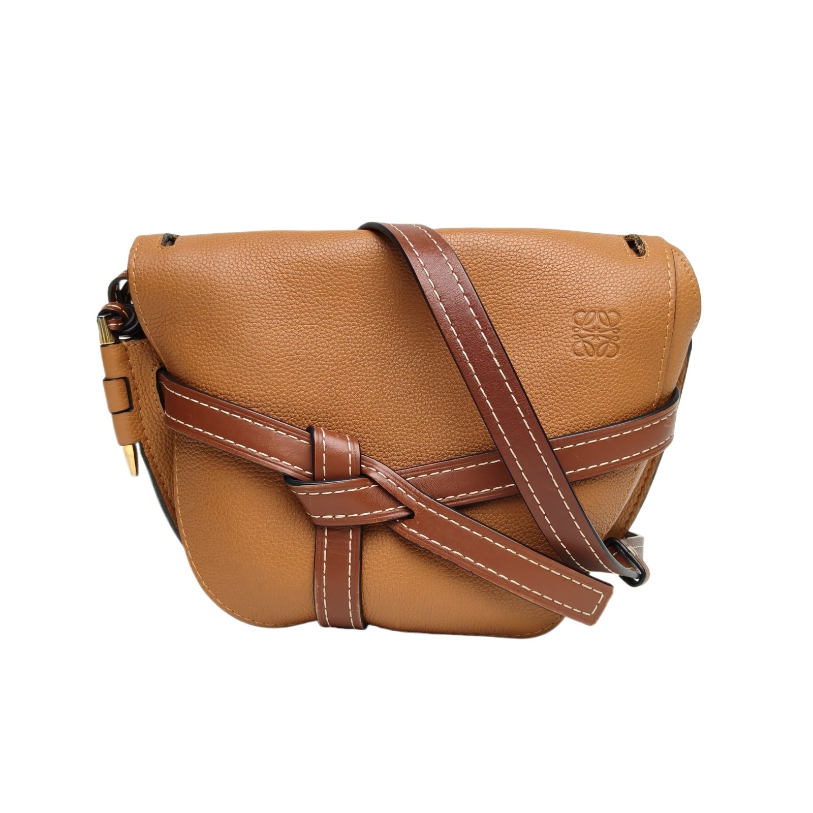 LOEWE Gate Saddle Crossbody Bag Large Brown Calfskin