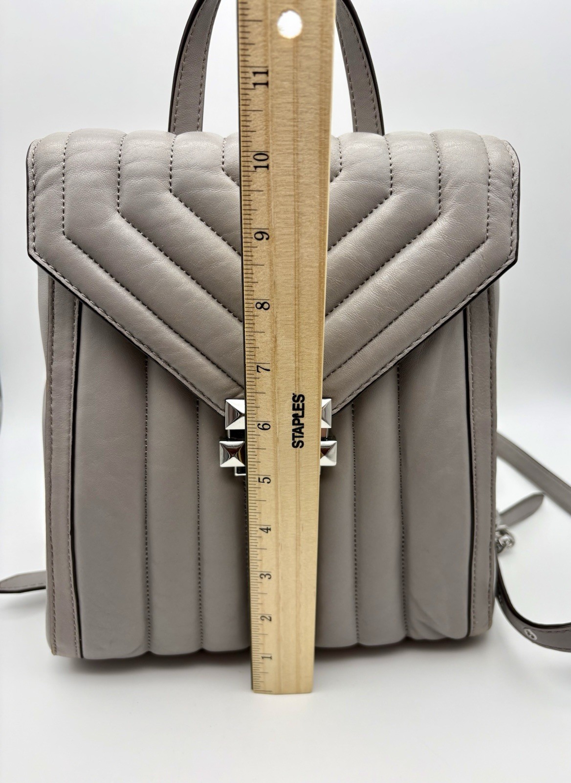 MICHAEL KORS Whitney Quilted Backpack Purse Women’s Grey Mini Leather Bag Cute