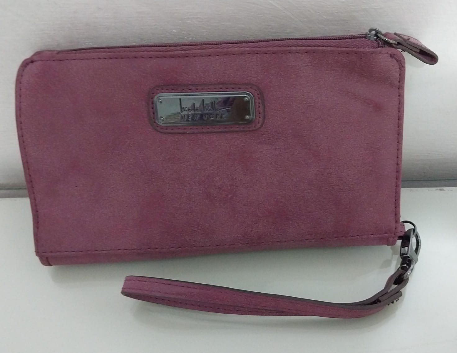 Nicole Miller New York Mauve Faux Suede Wristlet Clutch & Organizer Wallet