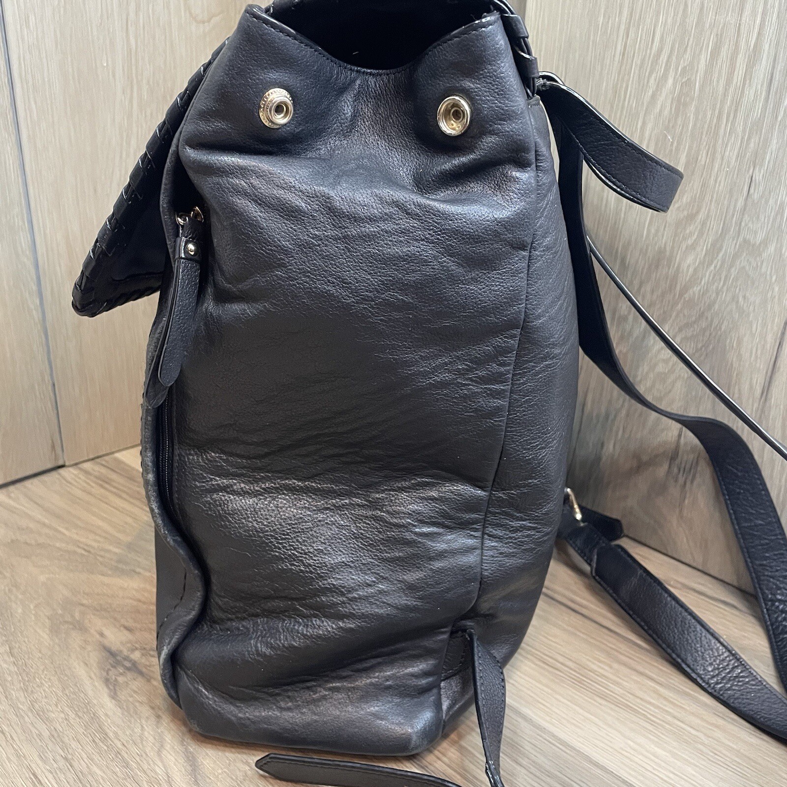 Cole Haan Black Pebble Leather Backpack 12”x14”x5”