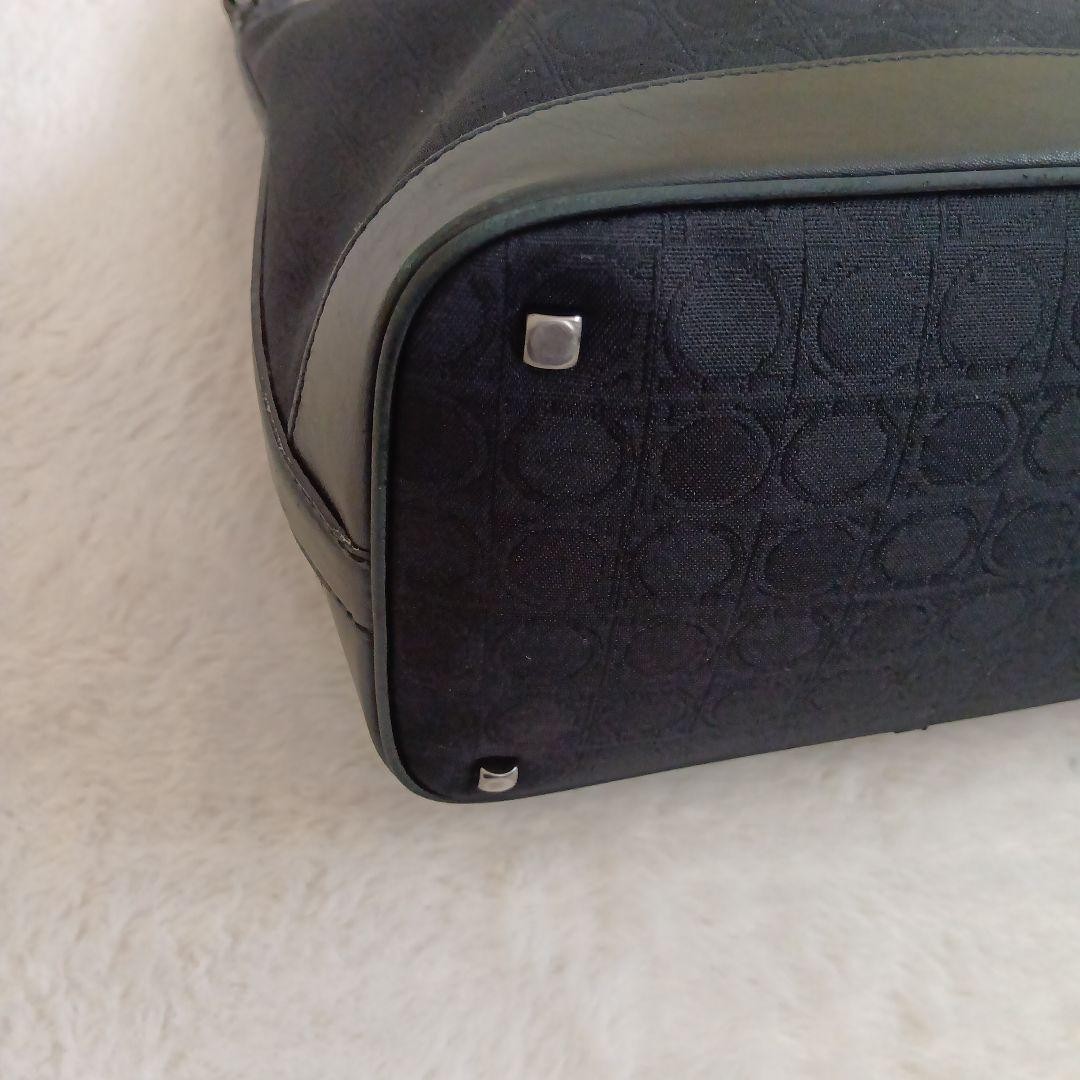 Ferragamo Gancini One-Shoulder Bag Canvas x Leather Black