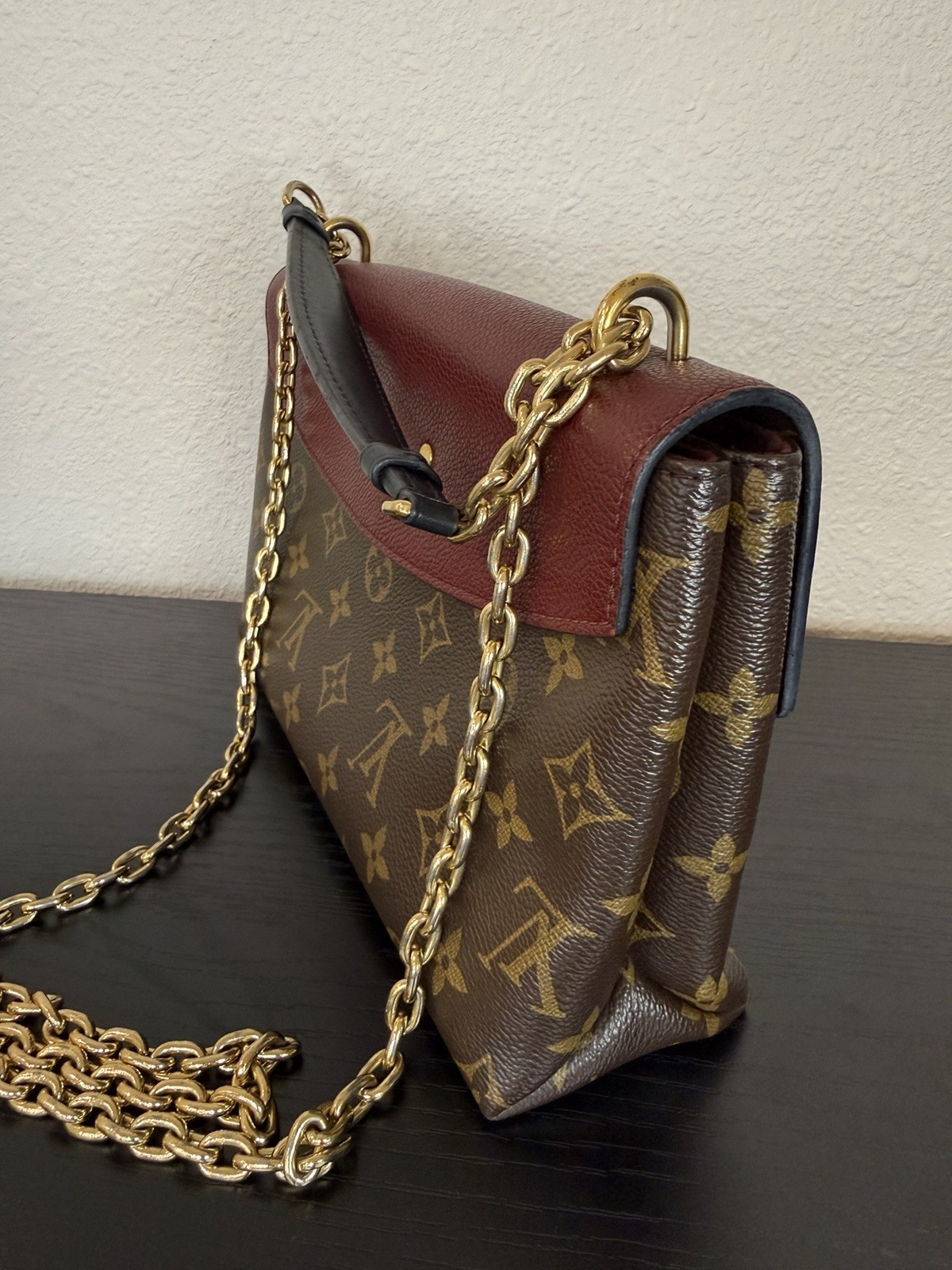 Louis Vuitton Monogram Small Shoulder Bag Chain Strap Gold Hardware AUTHENTIC