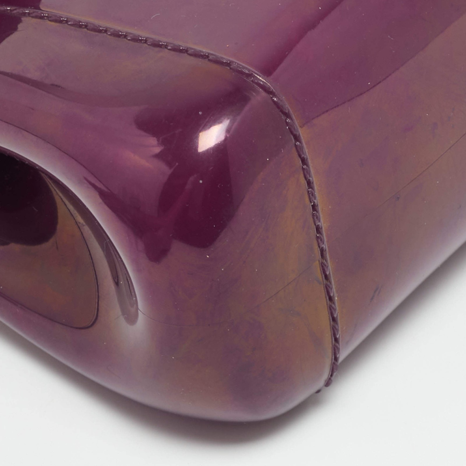 Furla Candy Bon Bon Mini Purple Rubber Top Handle Bag