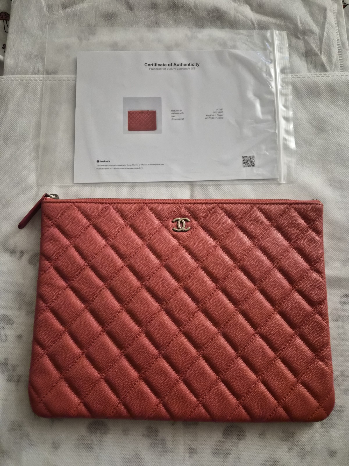 Chanel Pink Caviar O Case Medium Clutch