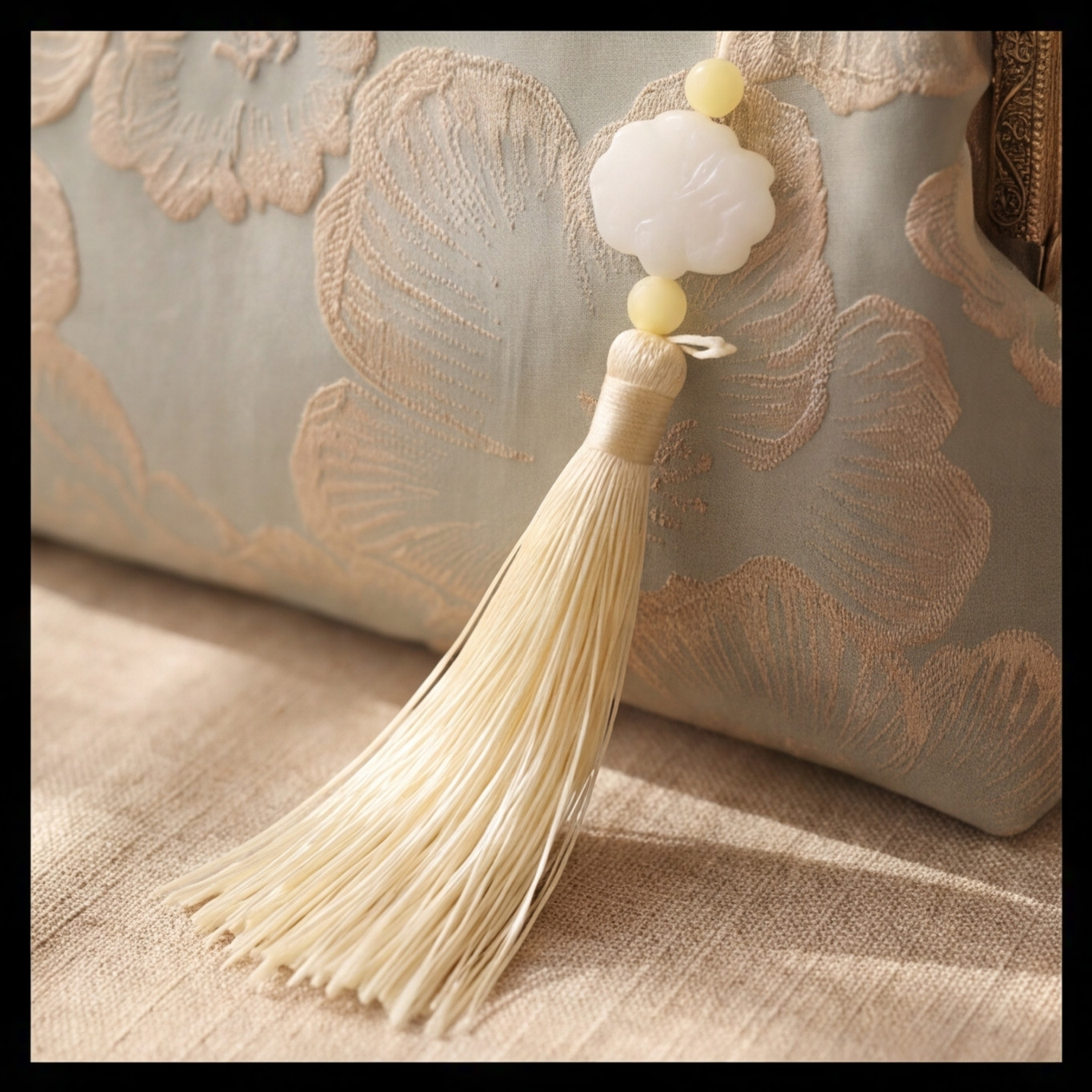 Vintage Silk Floral Evening Clutch Bag Women Tassel Wedding Party Shoulder Purse