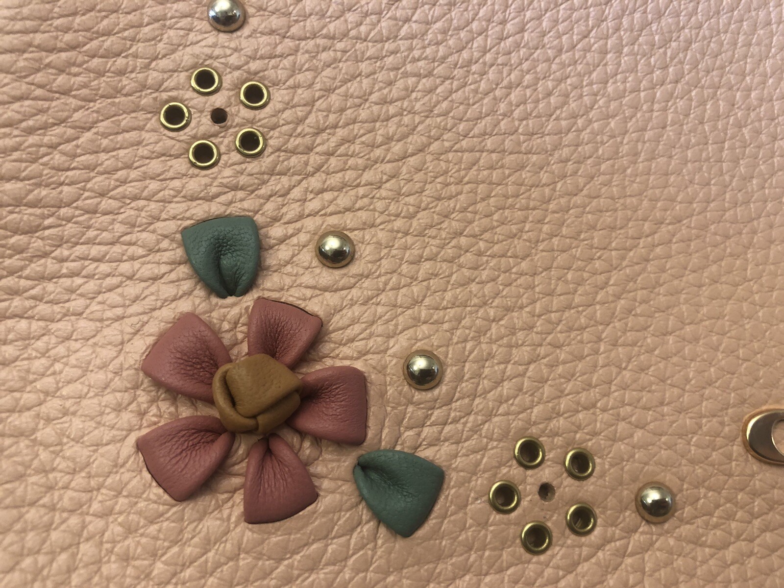NWTCoach Cammie Chain Shoulder Bag Floral Whipstitch CA143 Gold/Faded Blush