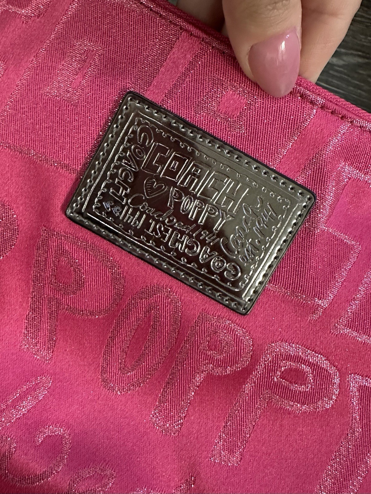 Coach Poppy Pink Graffiti Canvas Shoulder Bag Satchel Handbag Glitter Y2K Charm