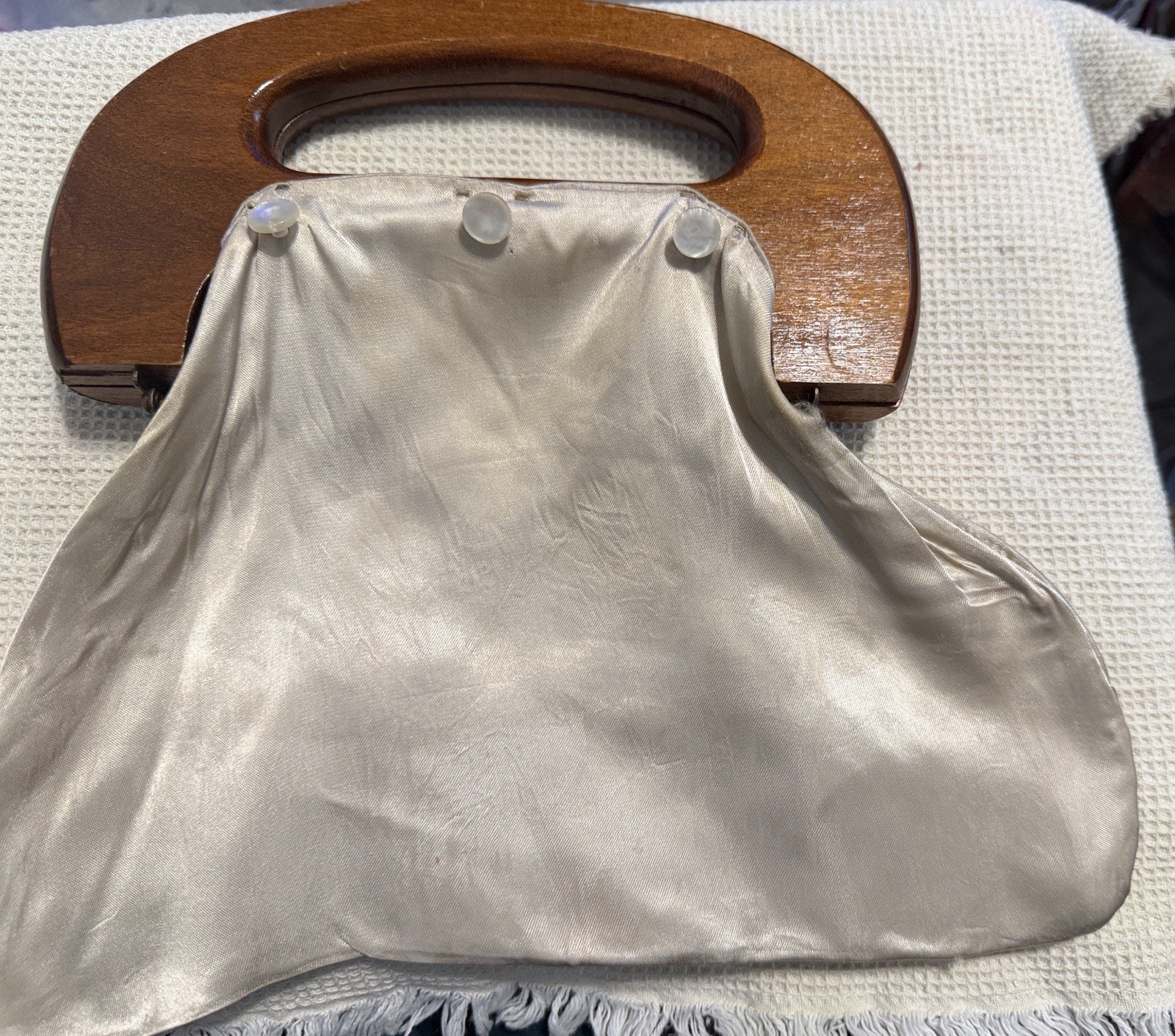 Mini Wooden Handle Button Cover Purse With 1 Extra Purse Cover