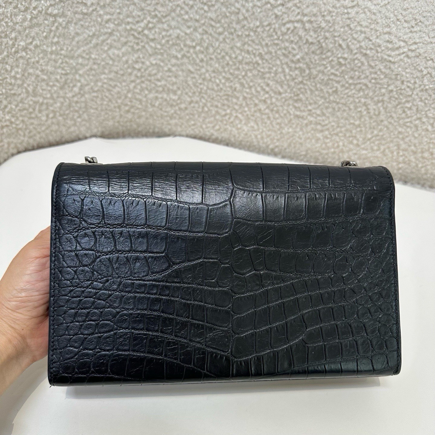 Saint Laurent Black Silver Kate Medium Tassel Chain Crossbody Bag
