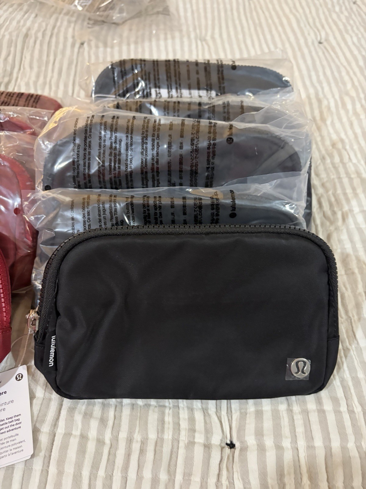 lululemon Black Solid Zip Pouch, Rectangle Shape, Zipper & Logo Accents