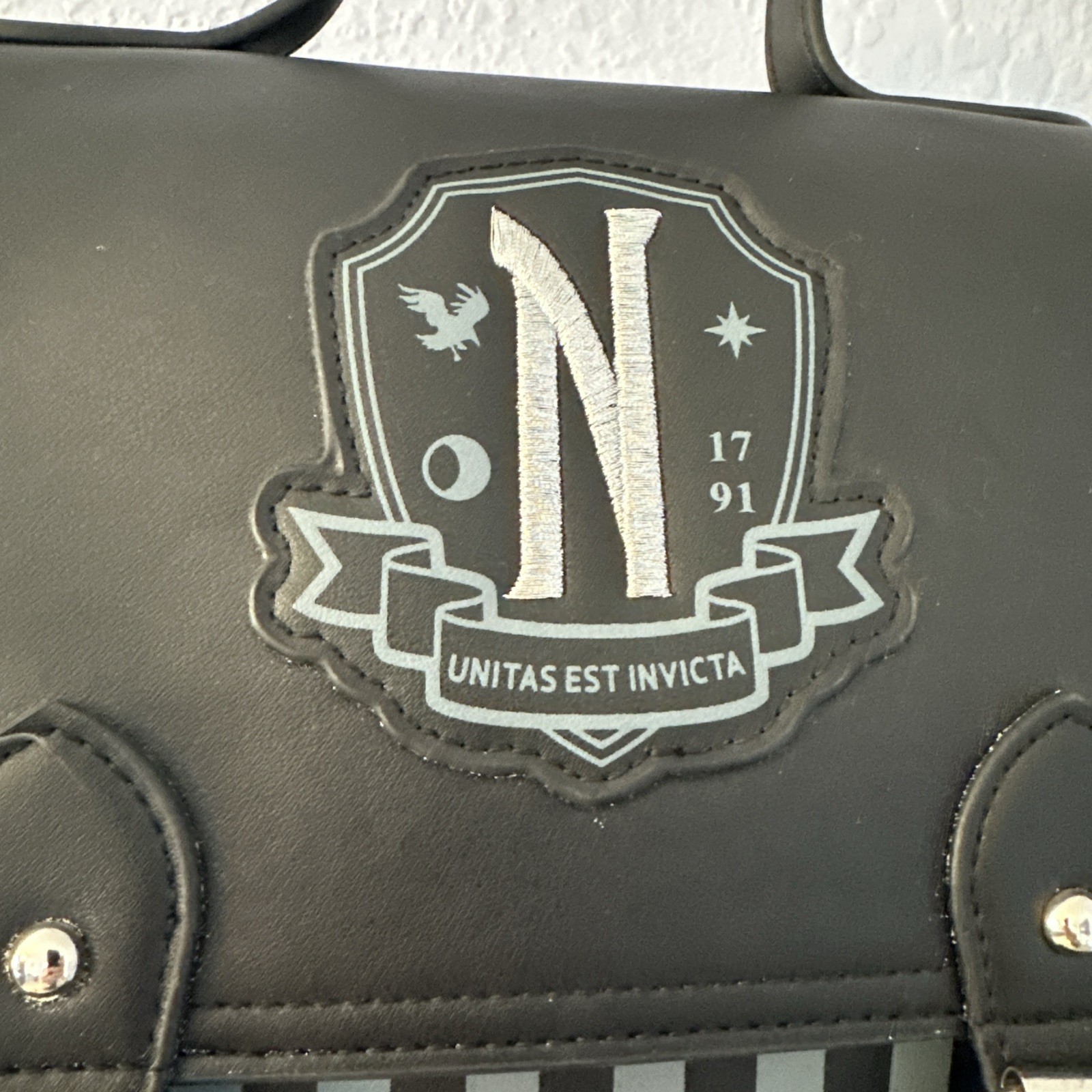 Wednesday Addams Book Bag Pack Addams Family Nevermore Academy Black Leather bag