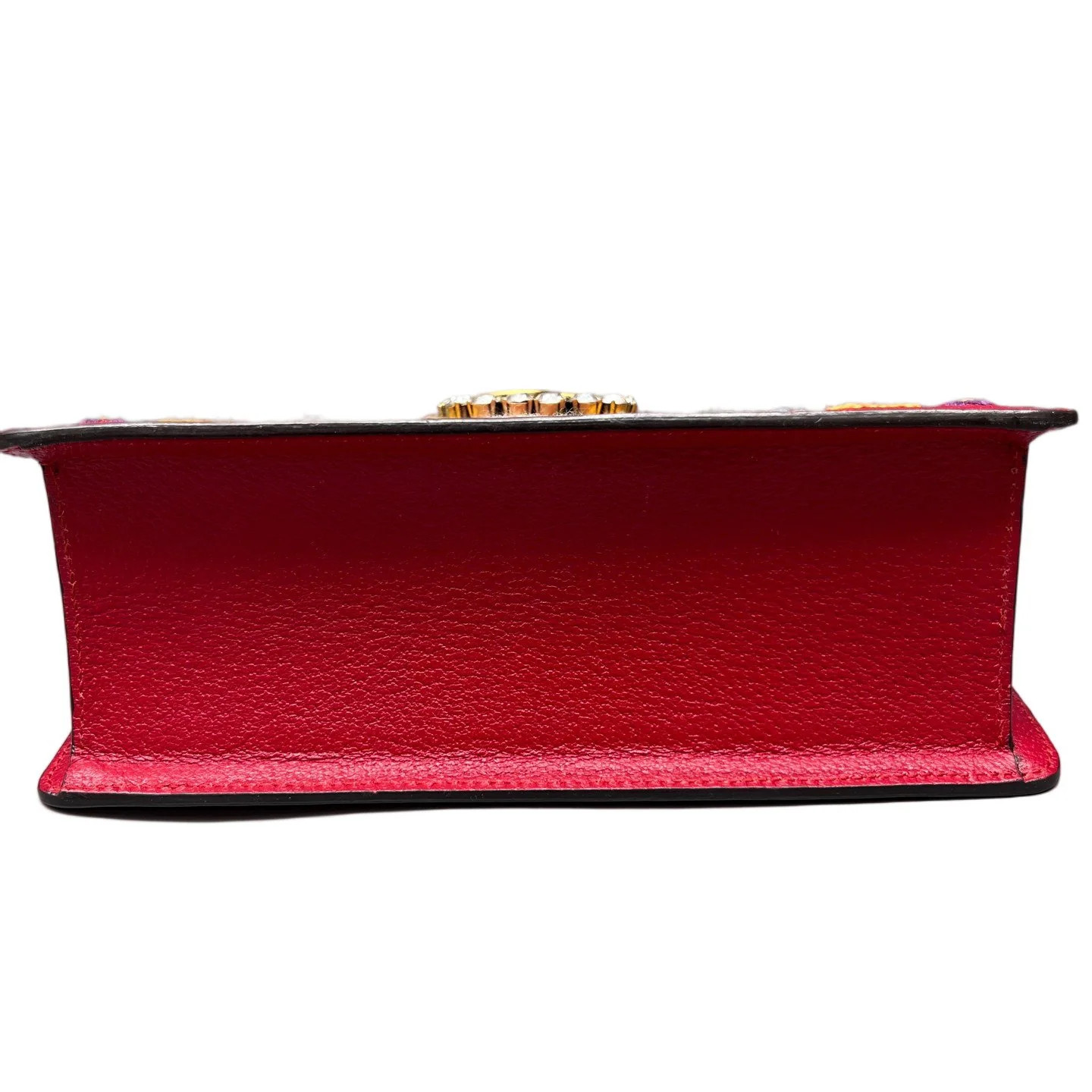 Gucci Embroidered Shoulder Bag Red Calfskin (ws060326c0r)