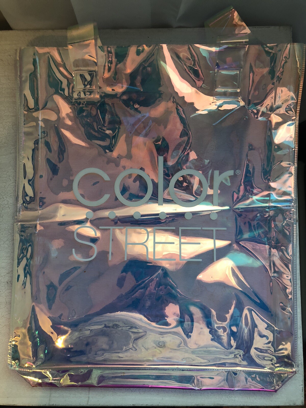 Color Street Holographic Clear Plastic Tote
