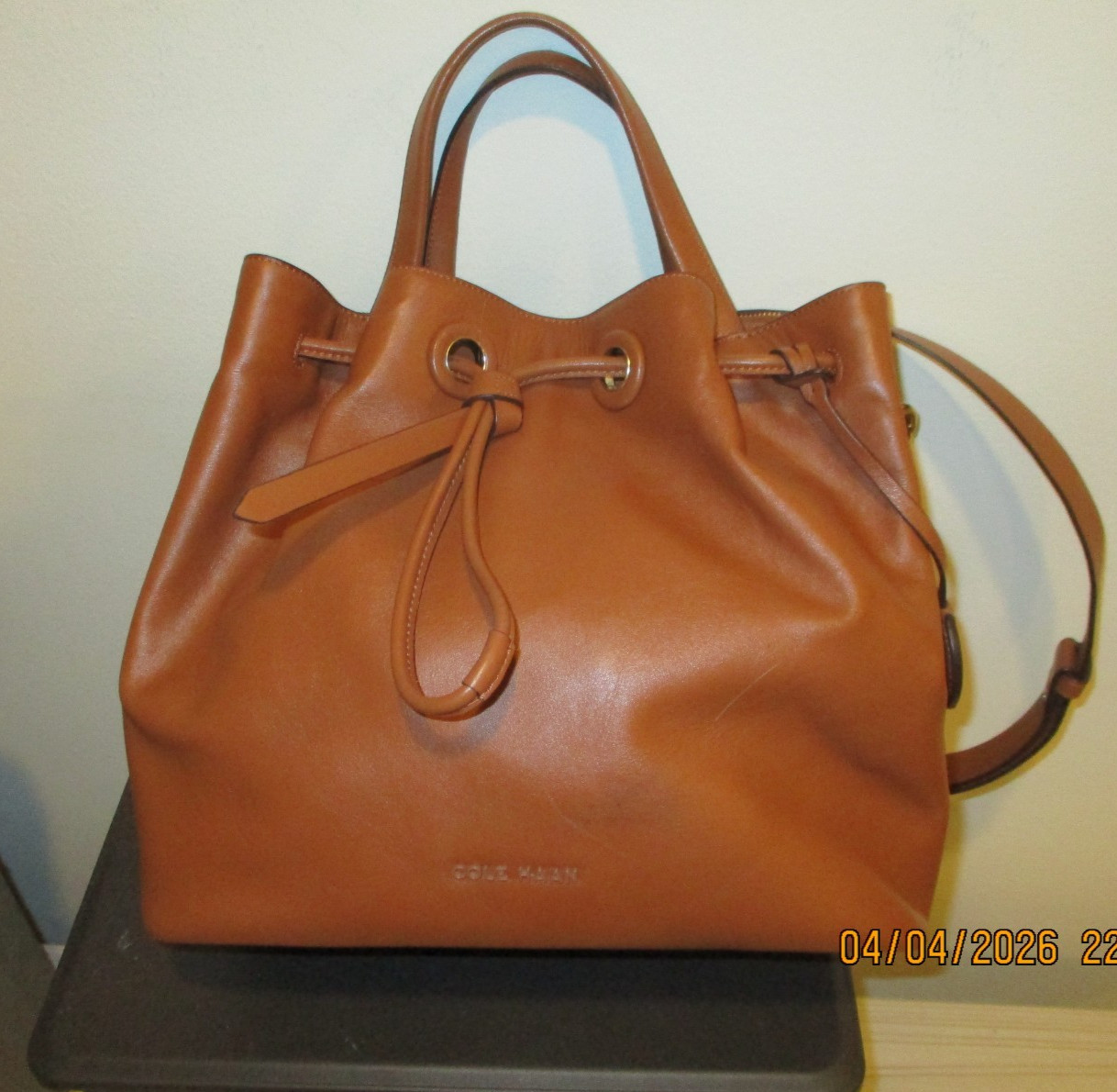 Cole Haan Leather Bucket Bag Grand Series (British Tan Color)