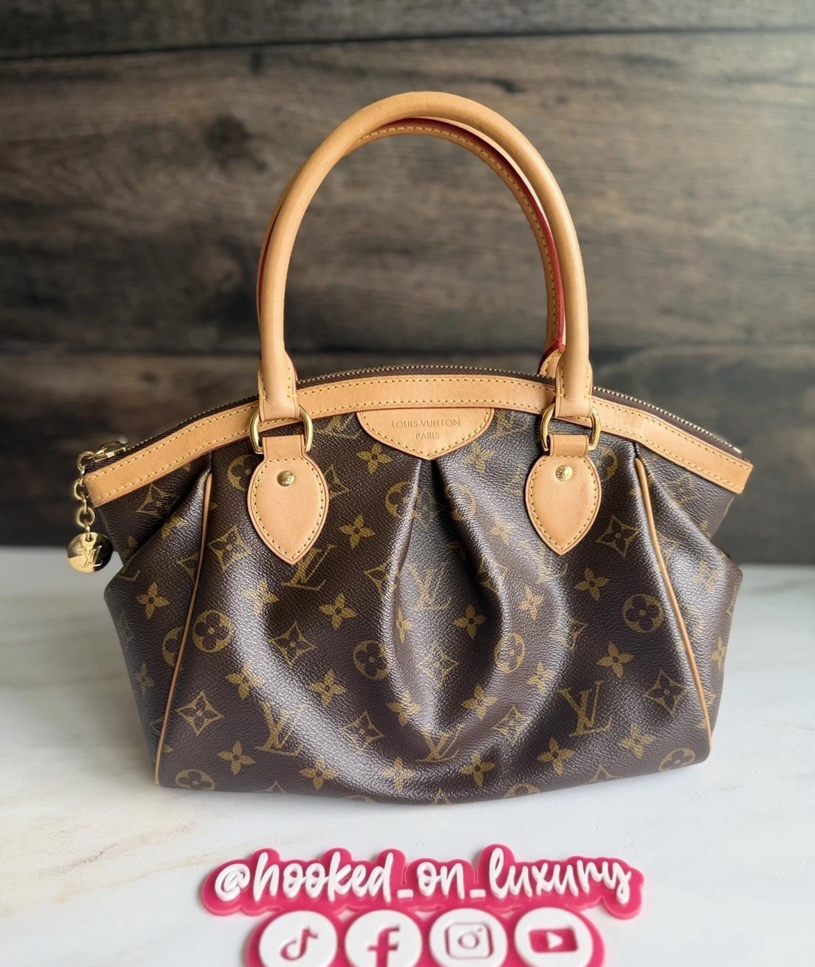 Authentic Louis Vuitton Tivoli PM Monogram Leather & Canvas Handbag Purse Tote