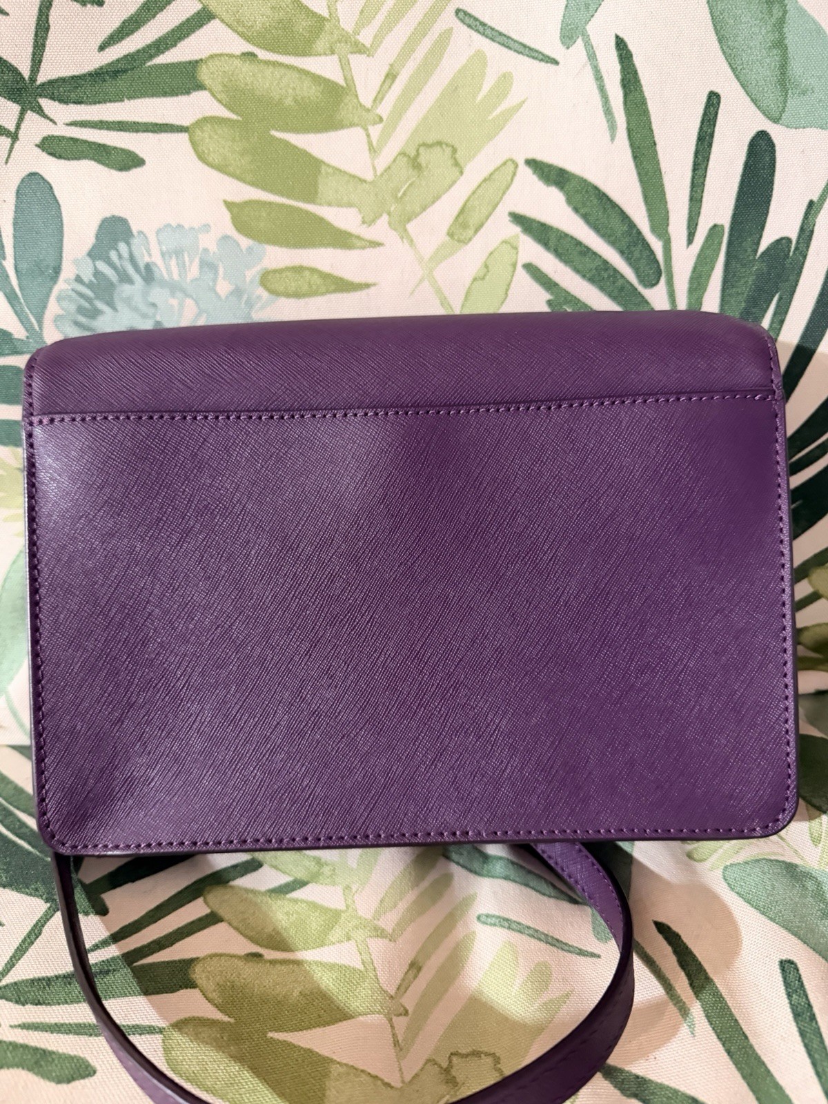 Michael Kors Purple Flap Crossbody Bag Small Snap Zip Gold Chain Detachable