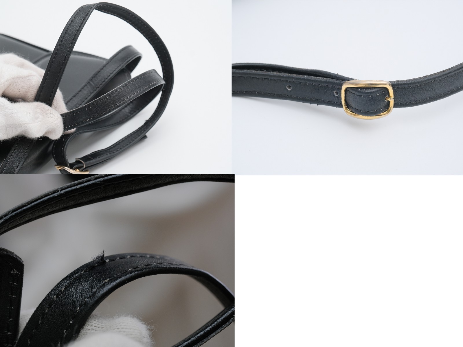 Vintage Gucci Shoulder Clutch Bag 2way Purse Crossbody Leather Black