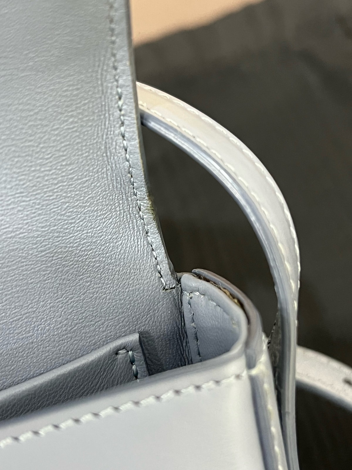 Celine Triomphe Normal Light Blue Calfskin Underarm Shoulder Bag Duty Paid