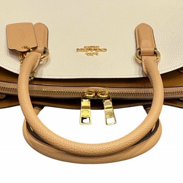 Coach Channing Carryall 76089 2Way Leather White Beige Bag Auth From Japan