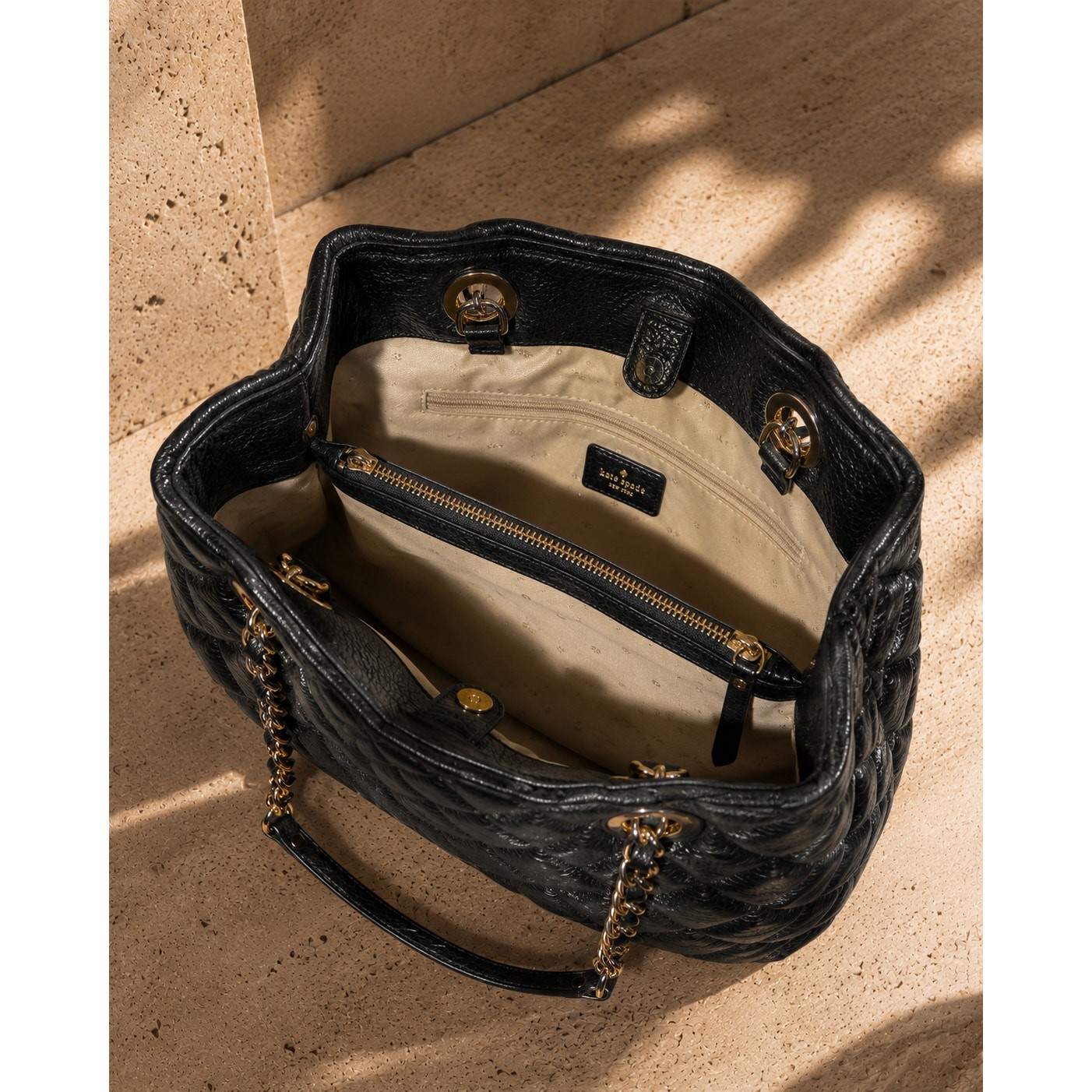 Kate Spade Gold Coast Maryanne Tote Black Quilted Leather