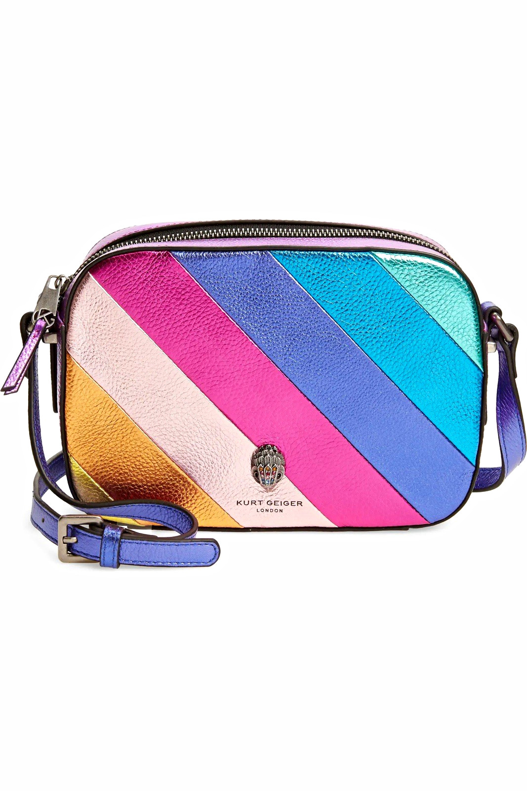 *NWT* Kurt Geiger London Kensington Small Crossbody – Metallic Stripe Zip