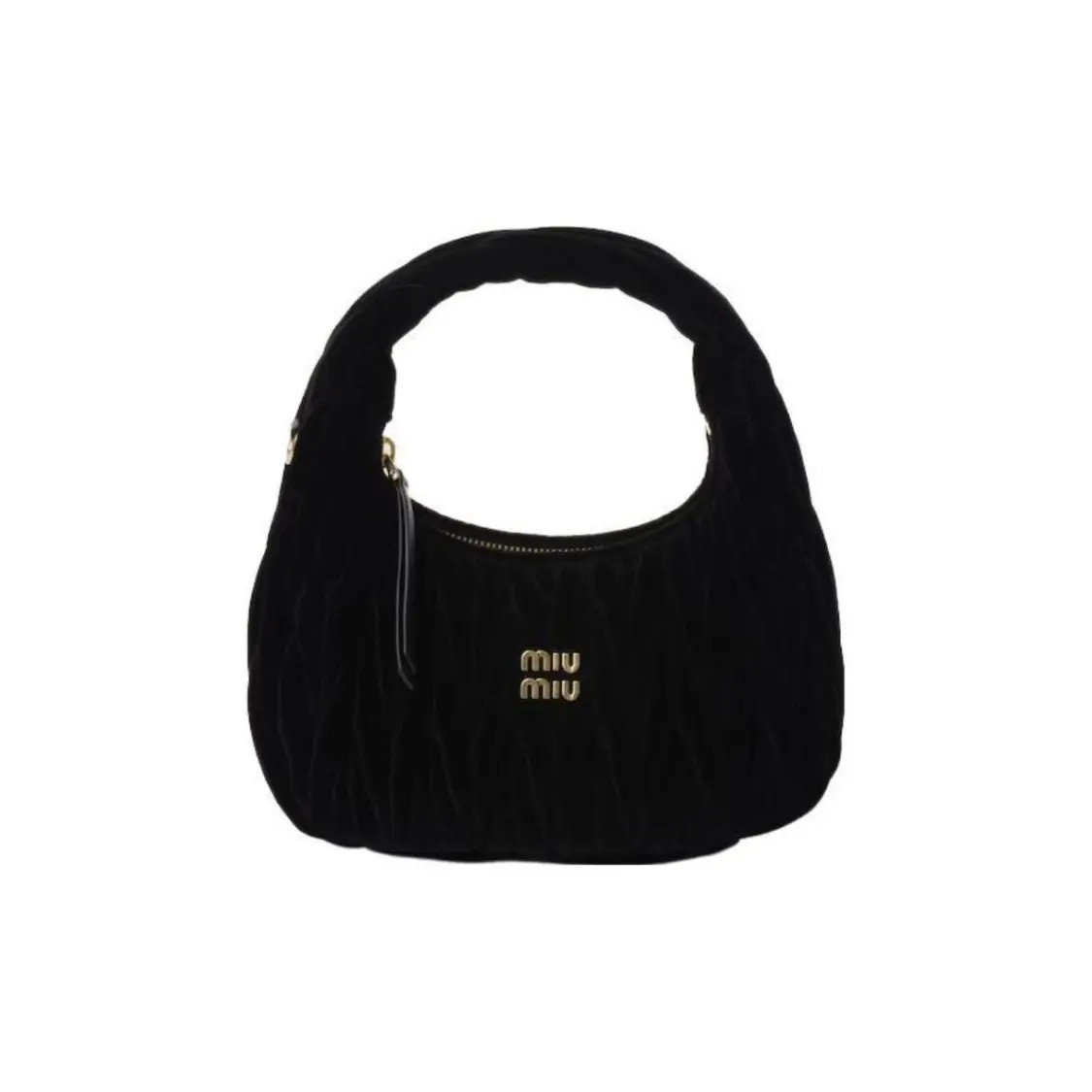 MIU MIU Wander Half Moon Bag Shoulder Tote Bag Women’s Black 7.8×2.3×6.6 in