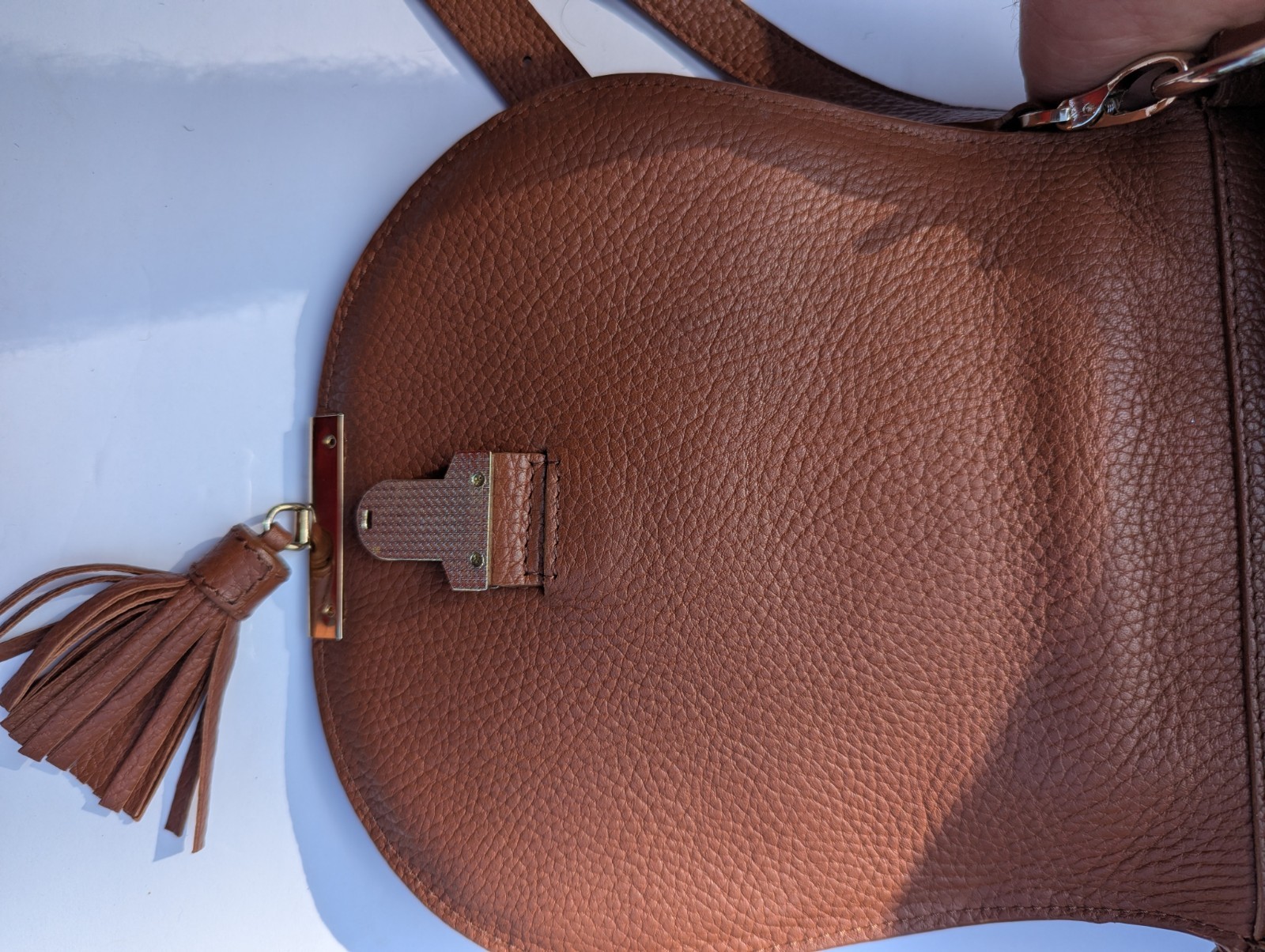 DeMellier Mini Venice bag Brown Grained Leather Tassel Tote Crossbody VGC
