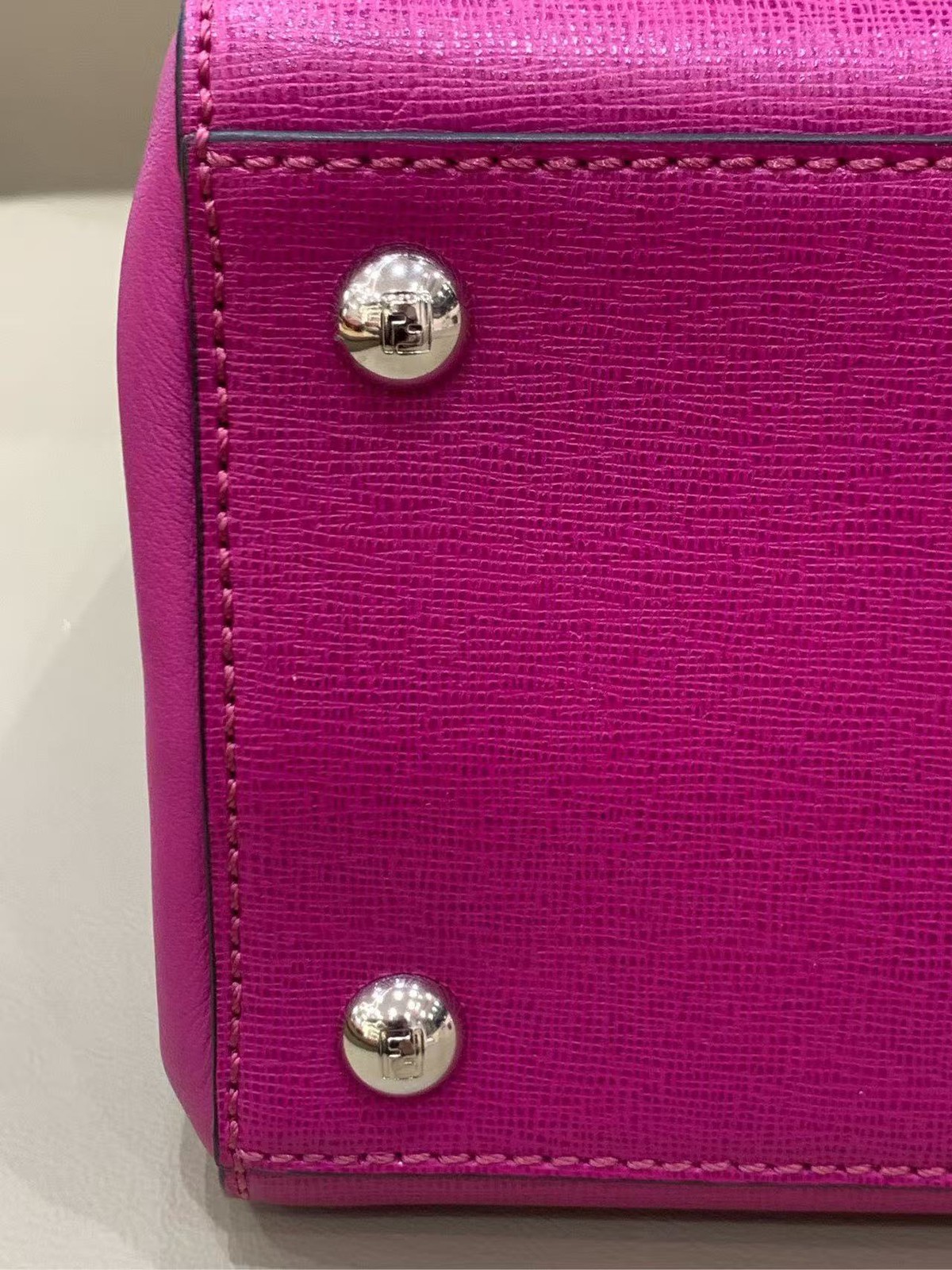 Fendi Fuchsia 2Jours Textured Leather 2Way Shoulder Tote AUTH