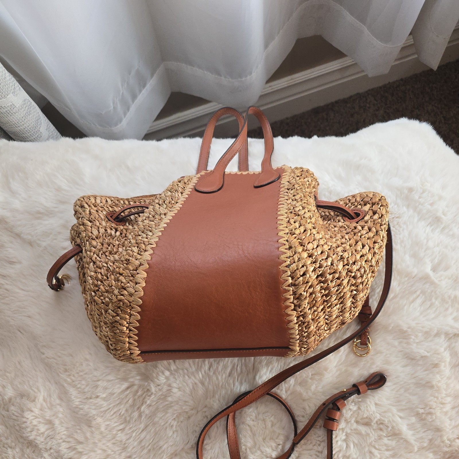 Ulla Johnson Women’s Beige Gio Raffia Leather Straw Bag
