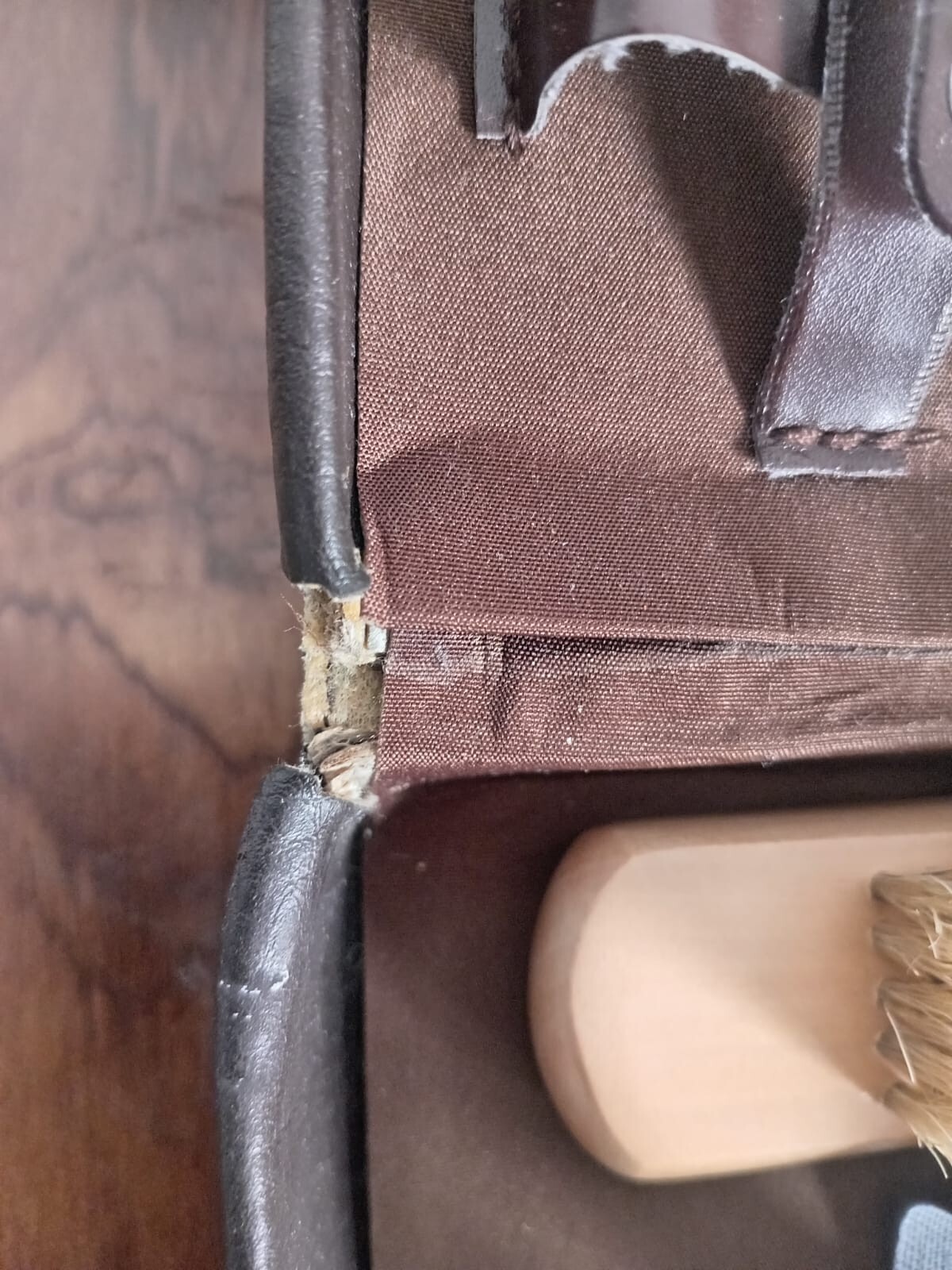 Antique Dark Brown Leather Square Handbag With Small Top Handle 4.5-5.5 Inches
