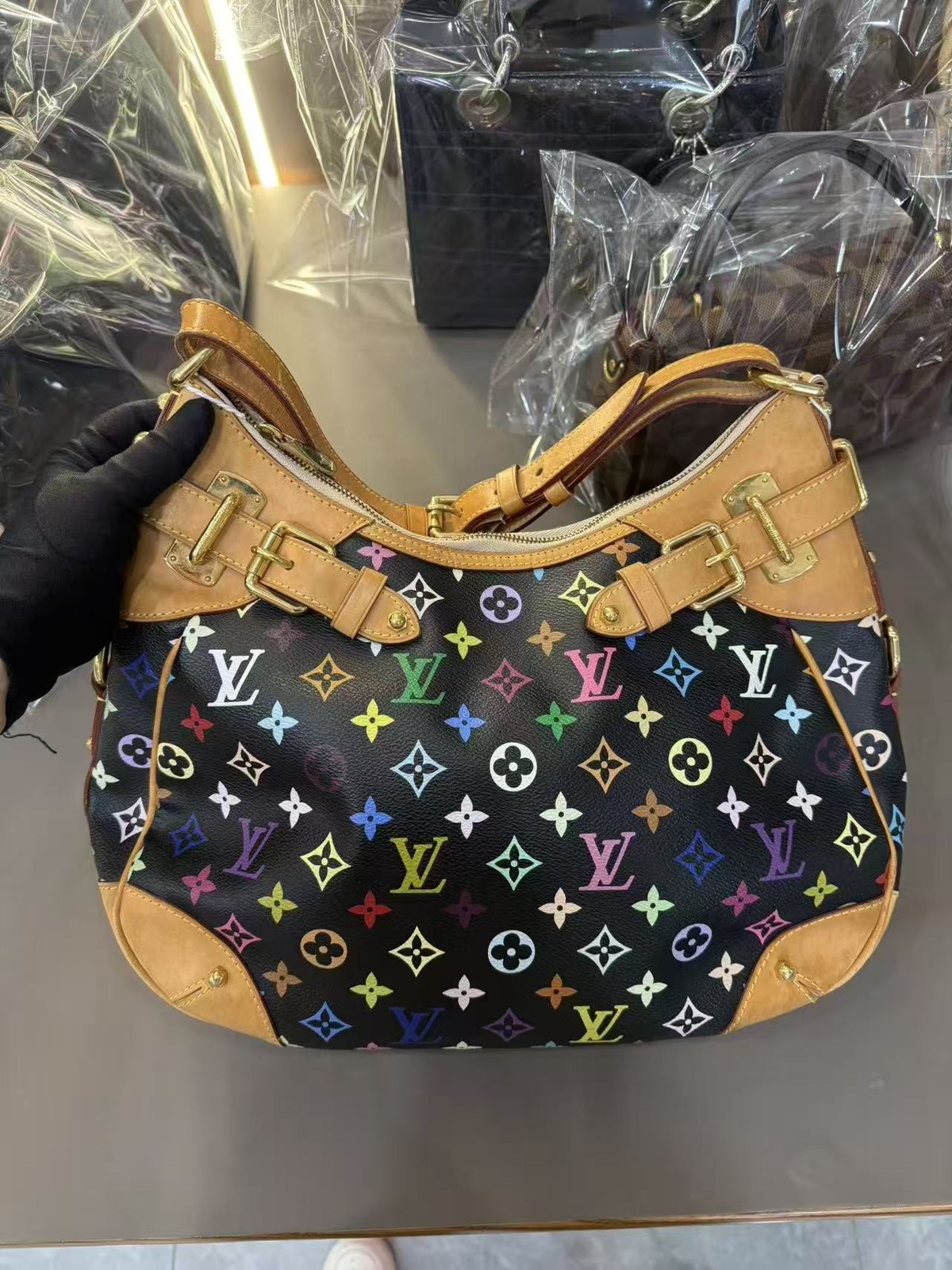 Authentic Louis Vuitton Multicolore Monogram Hobo Shoulder Bag Black France