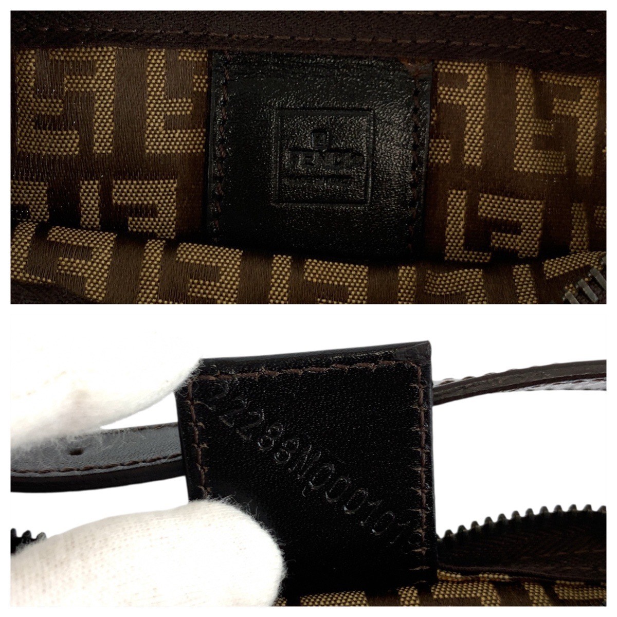 FENDI Zucchino 22288N0001019 Handbag Beige Brown SilverHardware canvas/leather