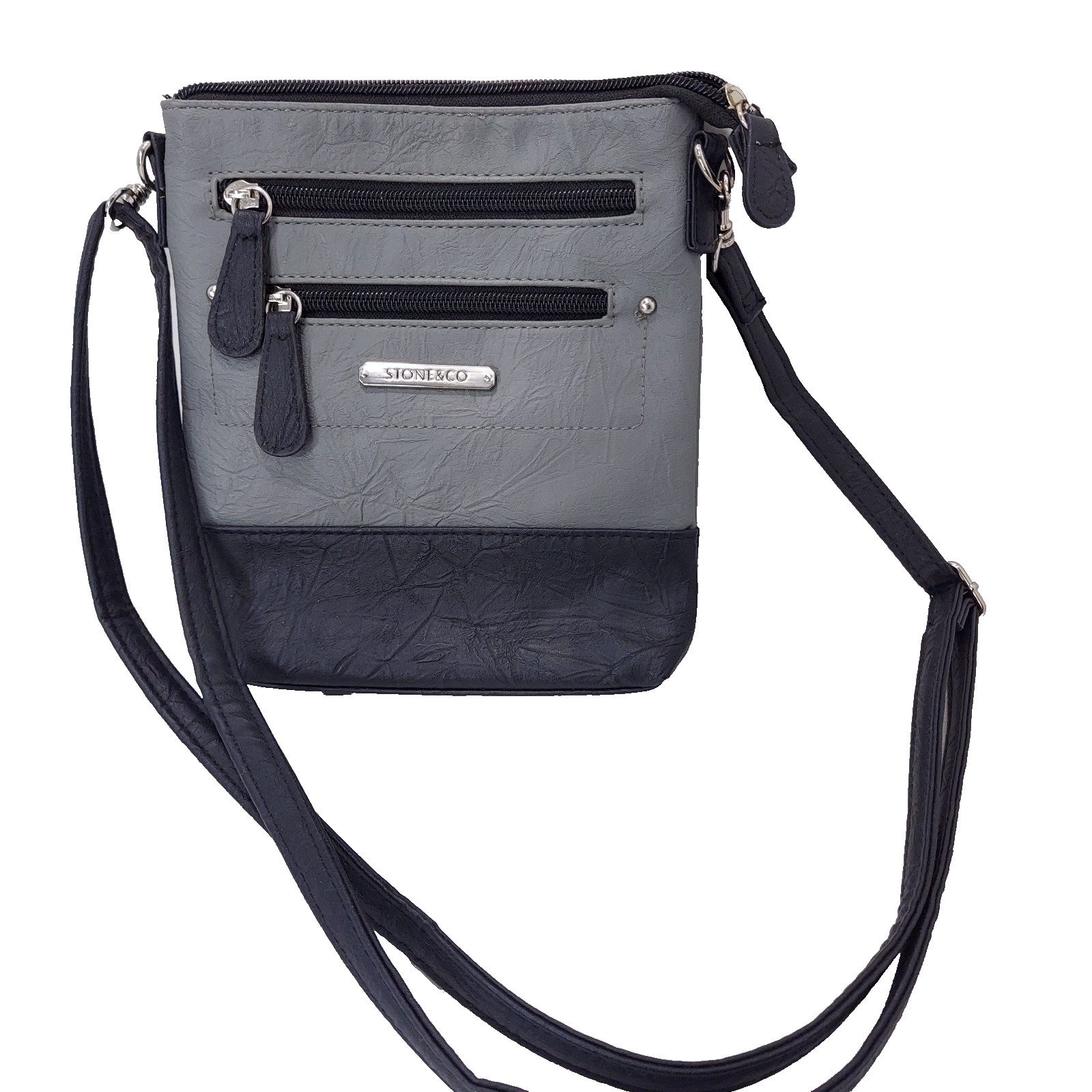 Stone Co Purse Nancy Convertible Crossbody Clutch Bag Black Gray 8″ X 6.5″ Inch