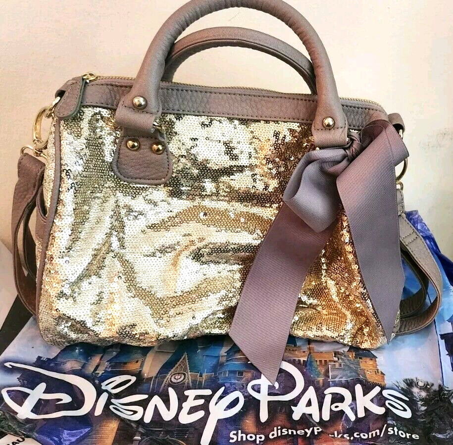 New STEVE MADDEN Gold Sequin Purse Bag Handbag w Bow Disney World Unused