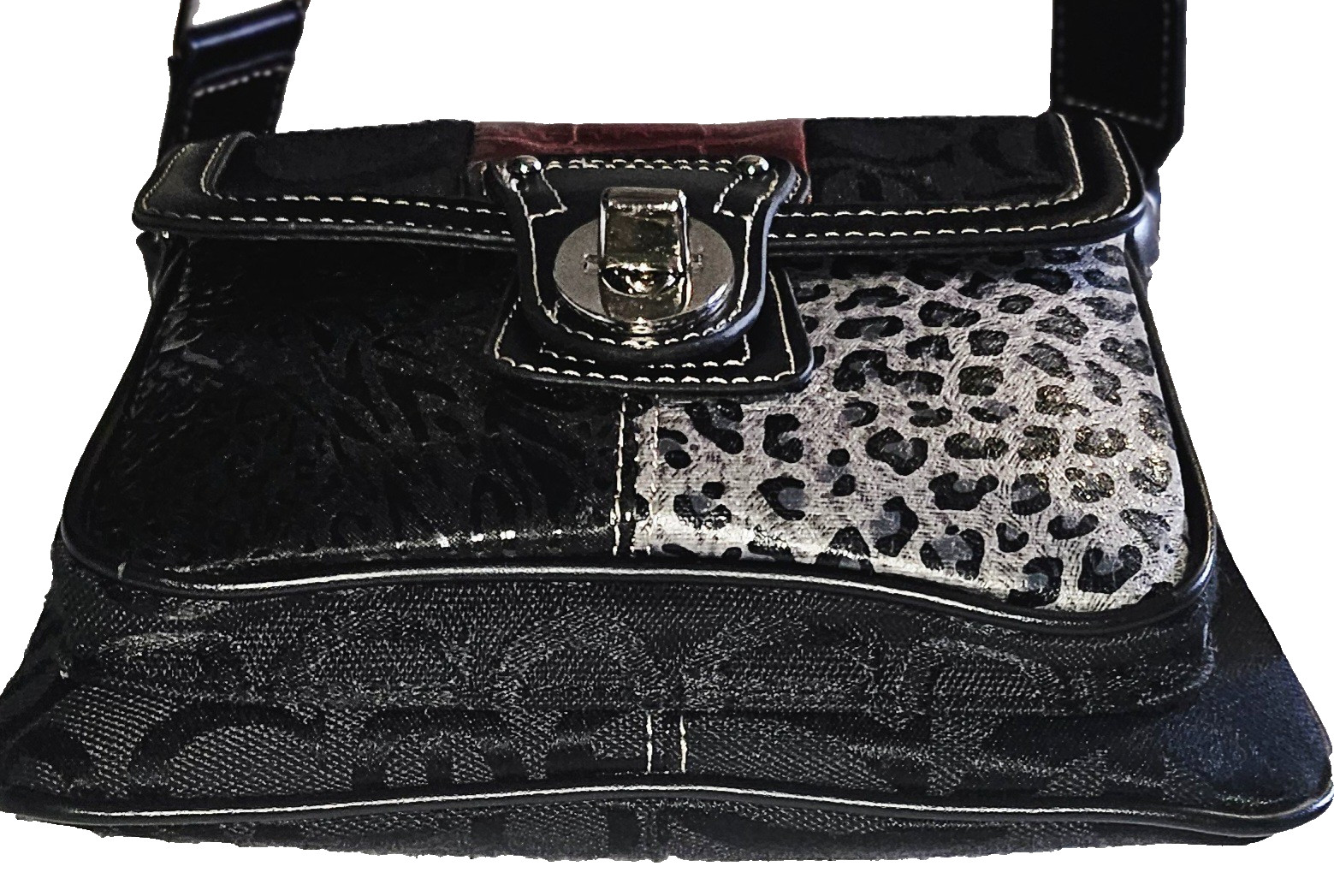 UNBRANDED MULTICOLOR ANIMAL PRINT SMALL CROSSBODY BAG W/ ADJ STRAP BARELY USED