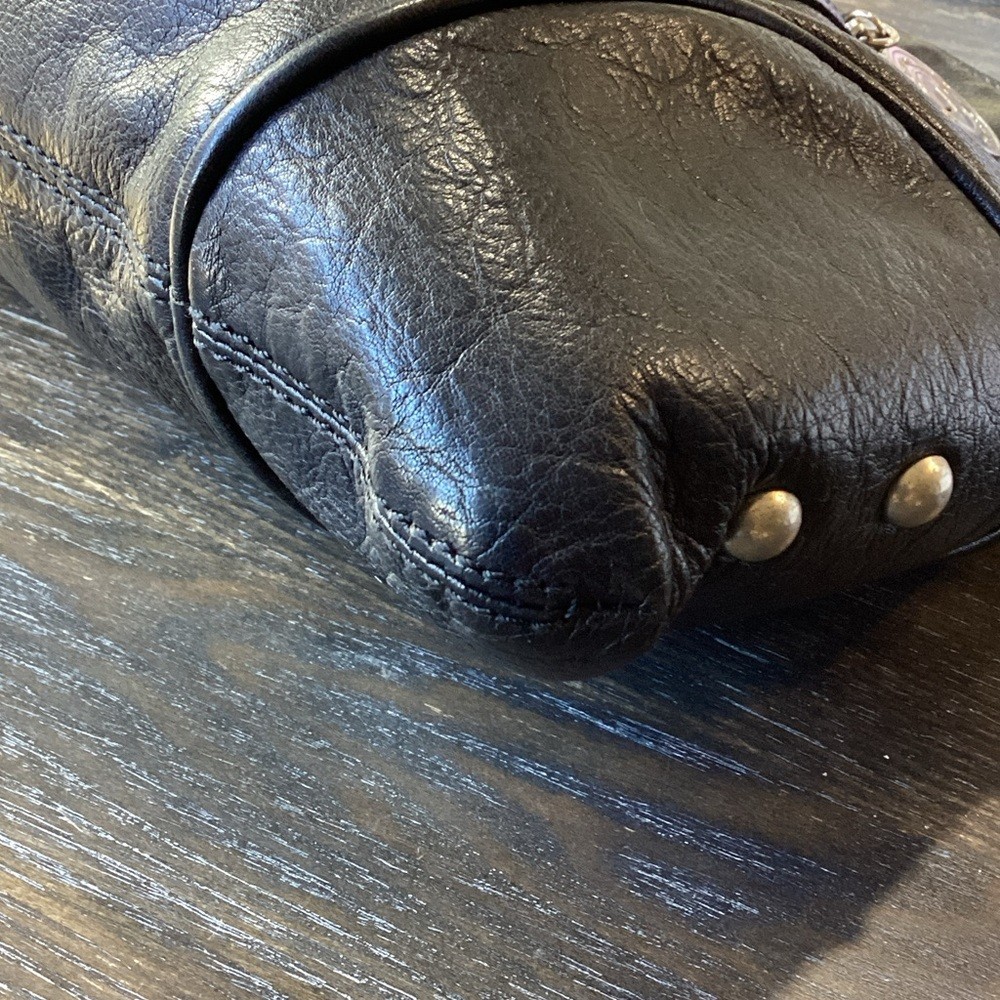 Via Spiga Black Leather Shoulder Bag with Silver Accents