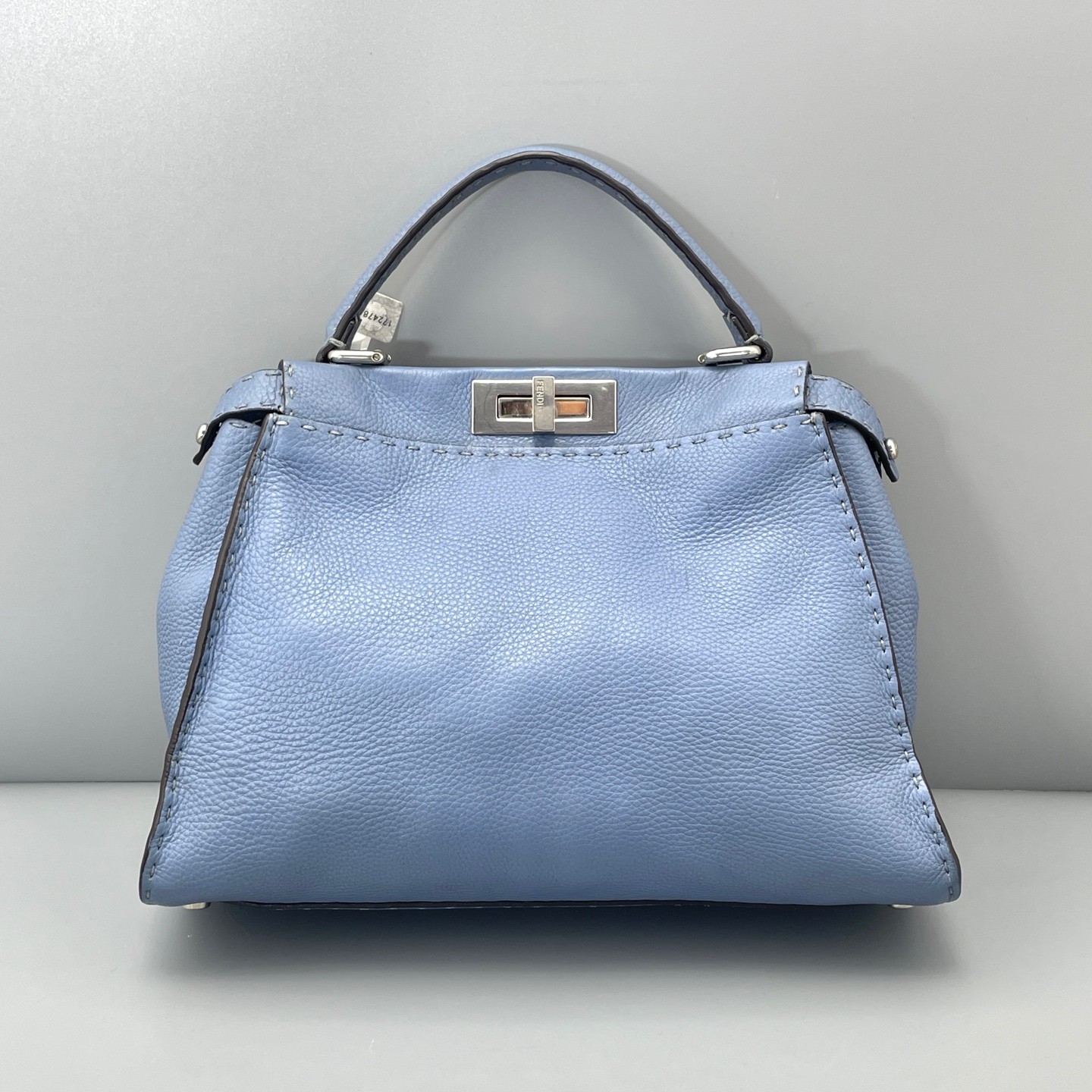 Auth Fendi Peekaboo Medium Light Blue Crossbody Bag/Shoulder Bag
