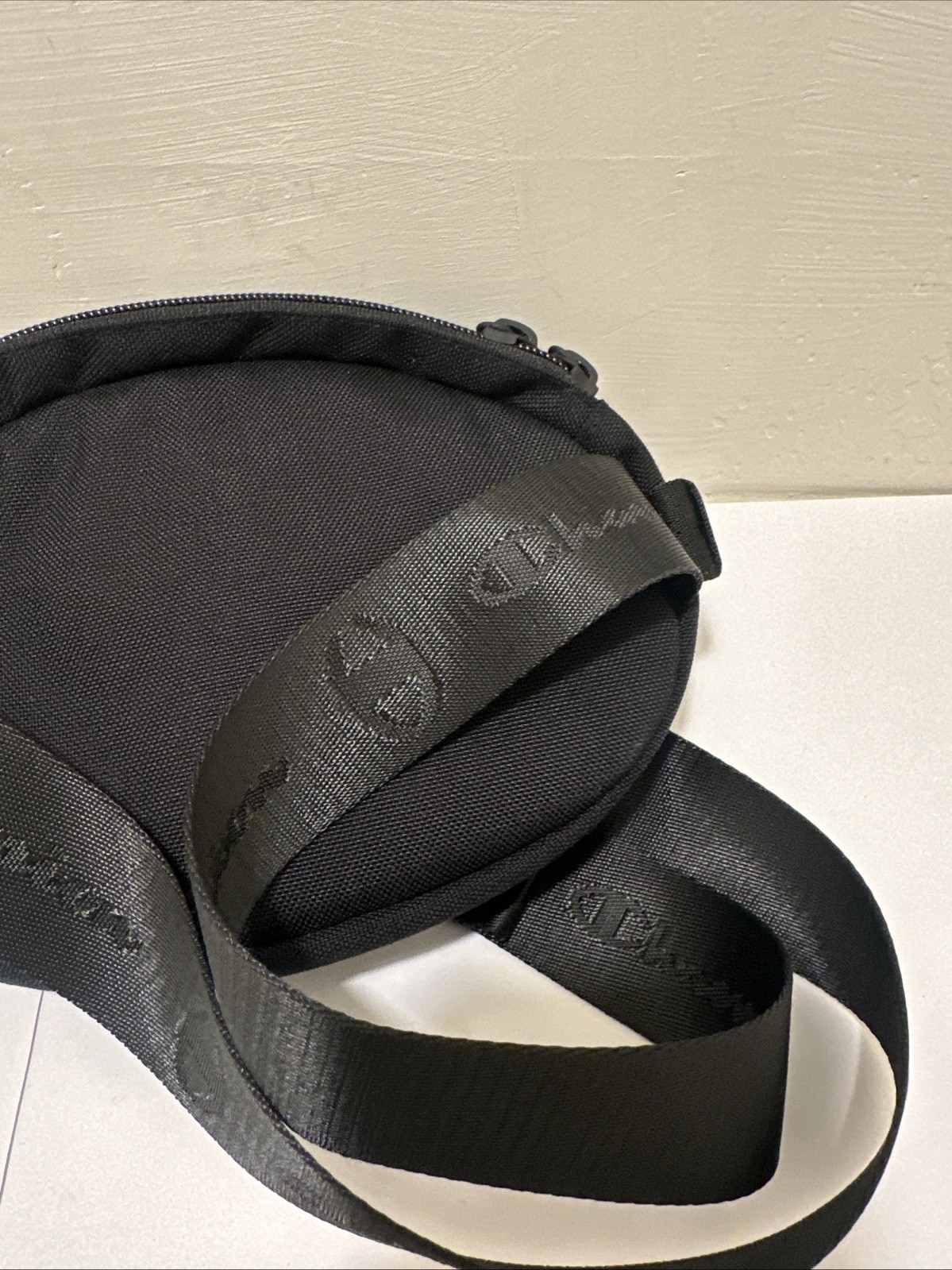 Champion Fanny Pack Black Canvas Chenille Big C Logo Waist Bag Cross Body