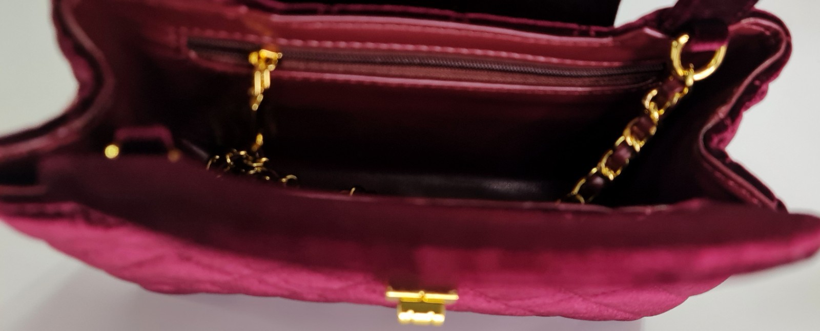 Burgundy Velvet Quilted Top Handle Crossbody Bag Gold Turn Lock Evening Purse