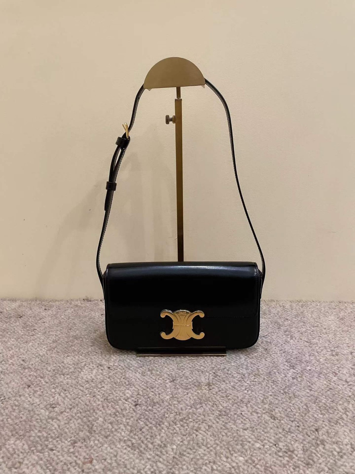 Celine Claude Triomphe Shoulder Bag Smooth Calfskin Gold Hardware [Duties Paid]