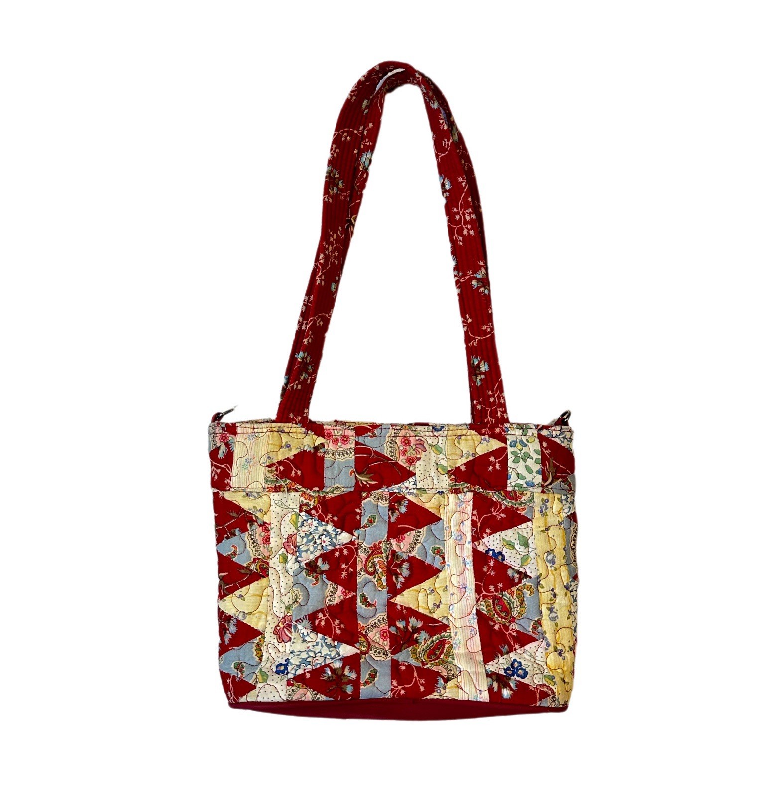 Donna Sharp Quilted Floral Patchwork Red Blue Yellow Pink Handbag/Purse Cottage