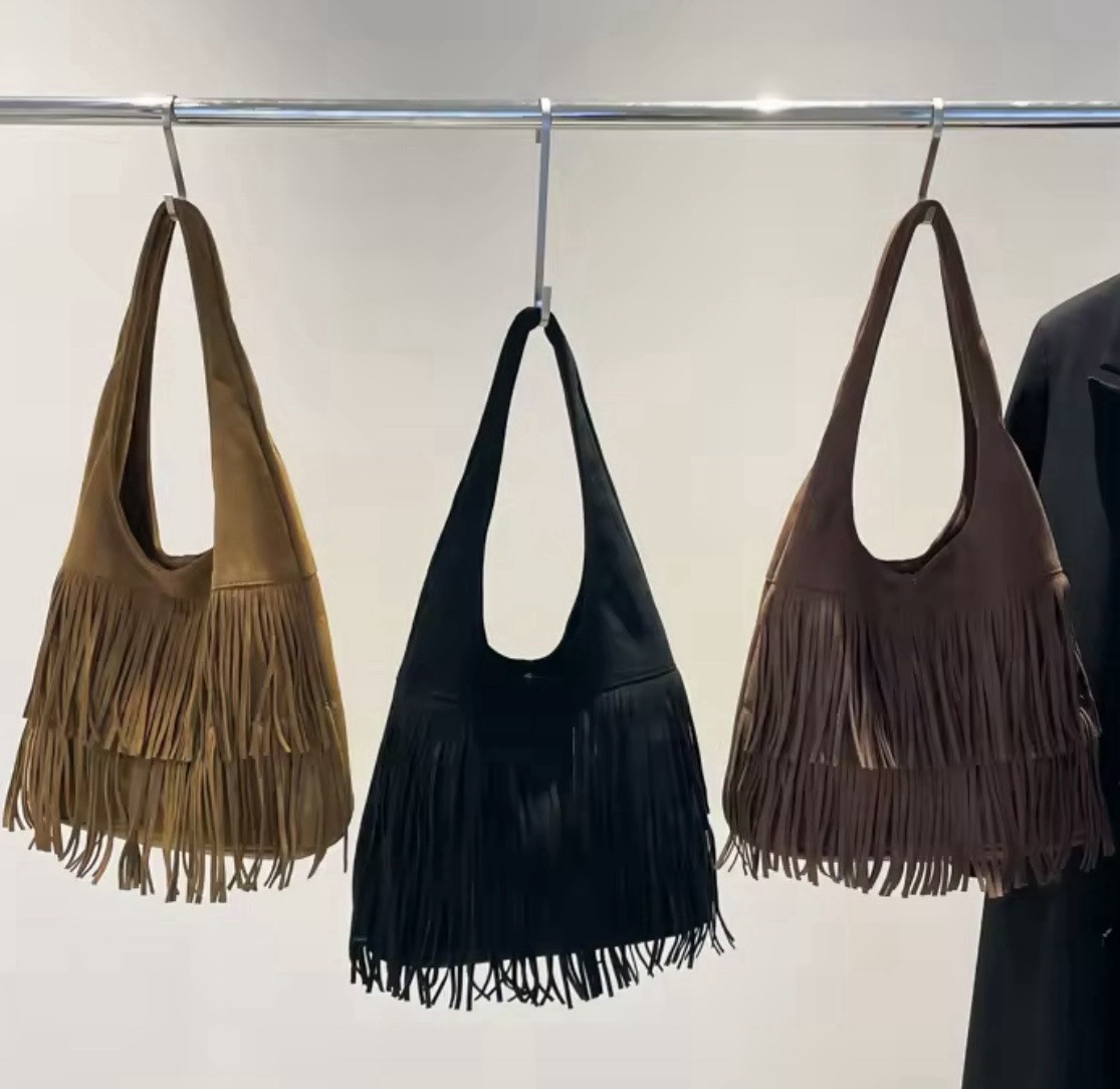 Tassel Medium Women’s Crescent Shoulder Bag Fringe Bohemian Casual