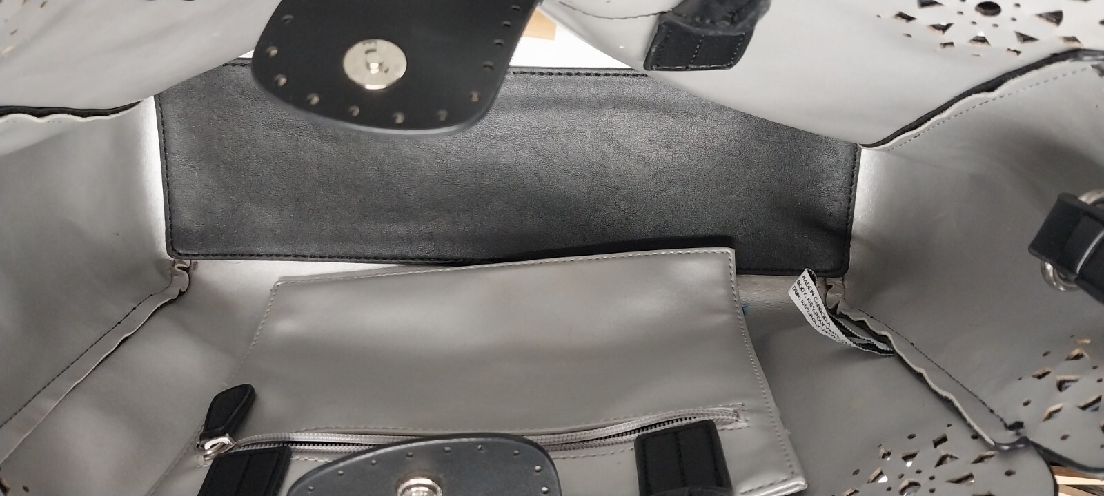 Nine West Black Tote Bag Purse Shoulder Strap Handles Carry All Magnetic Button