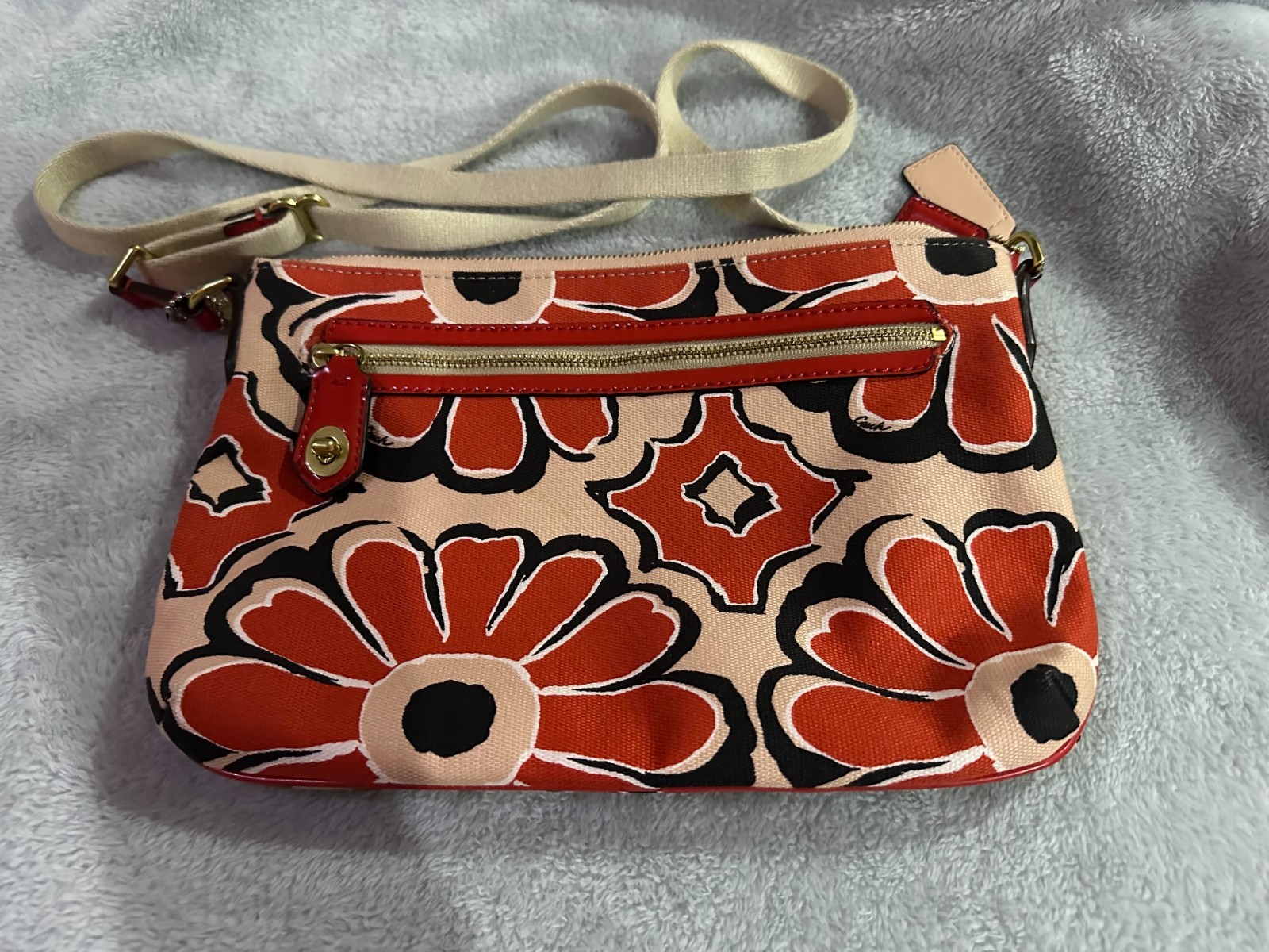 Coach Poppy Floral Scarf Print East West Swingpack Crossbody Bag#49769