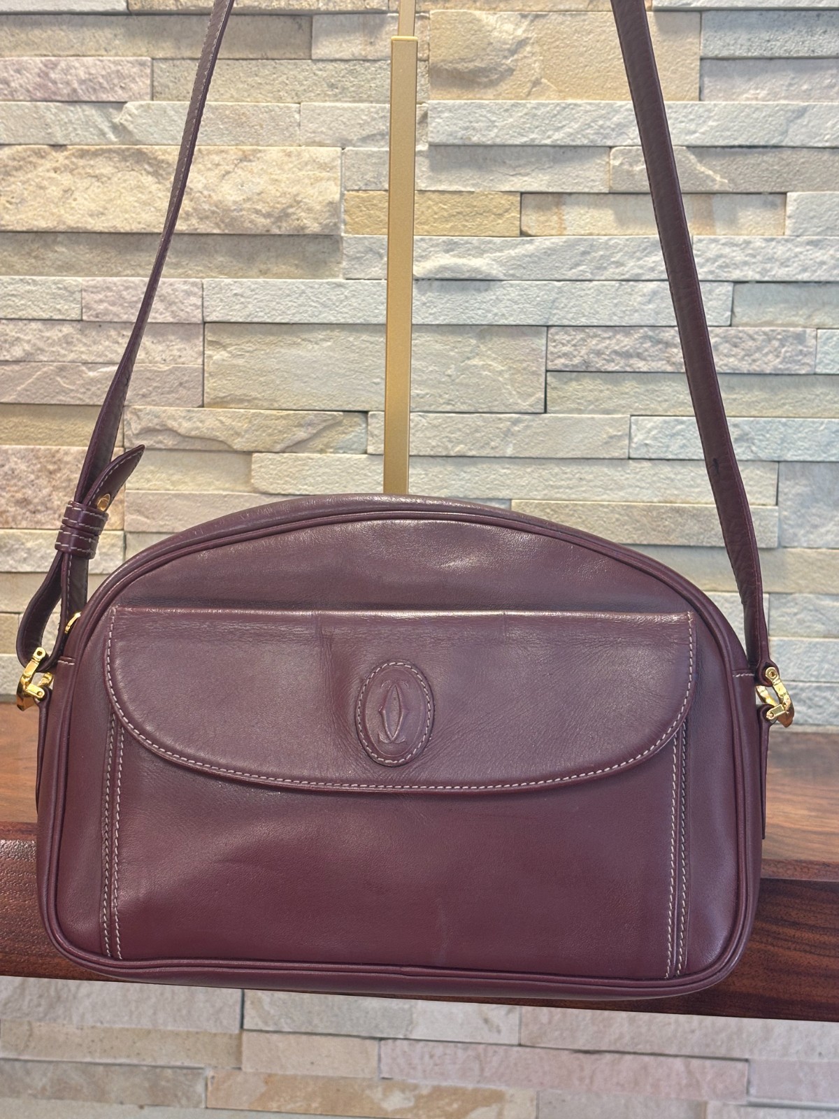 Vintage Cartier Must de Cartier Leather Shoulder Bag W/ Dust Bag & COA Auth