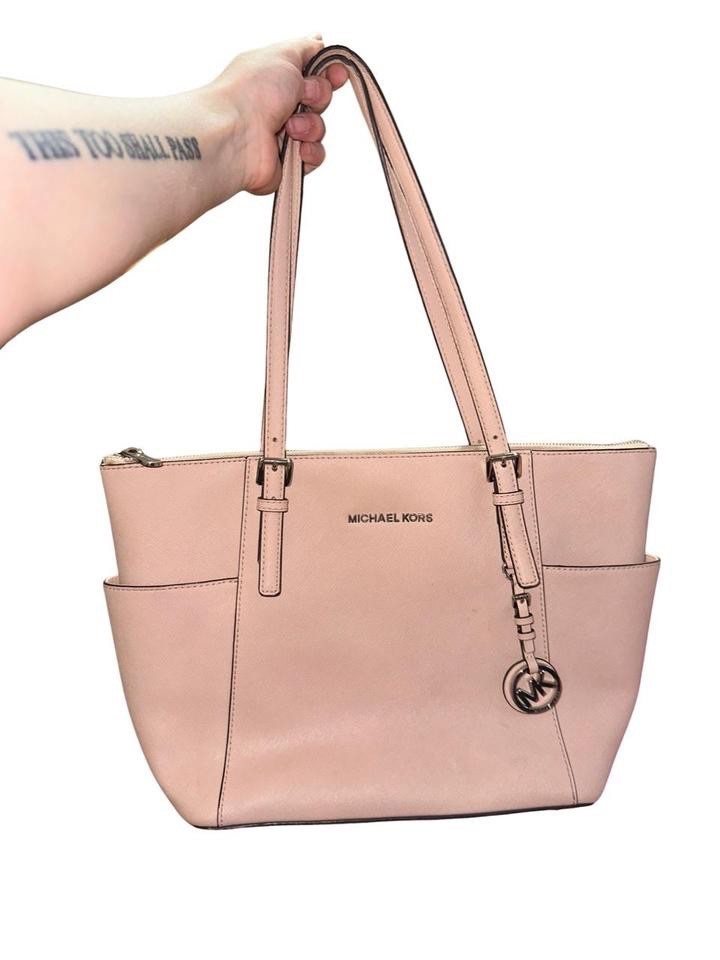 Michael Kors Jet Set Saffiano Leather Tote Bag Blush Pink Gold