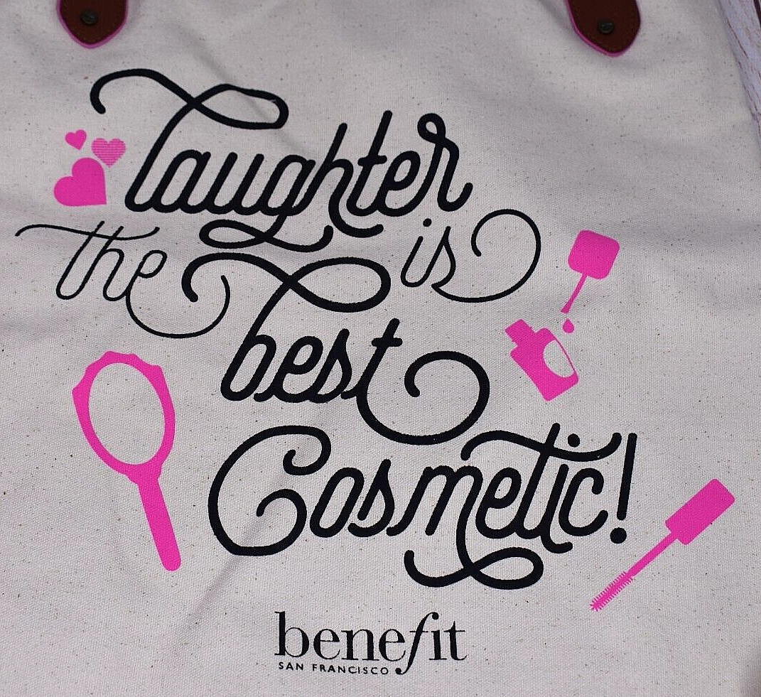 Benefit San Francisco Laughter is the best Cosmetics Canvas Tote Bag NEW