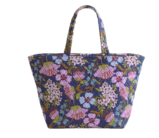 NWT Vera Bradley Travel Tote – cotton in coffee garden 17.0″ w x 15.0″ h x 6.0″
