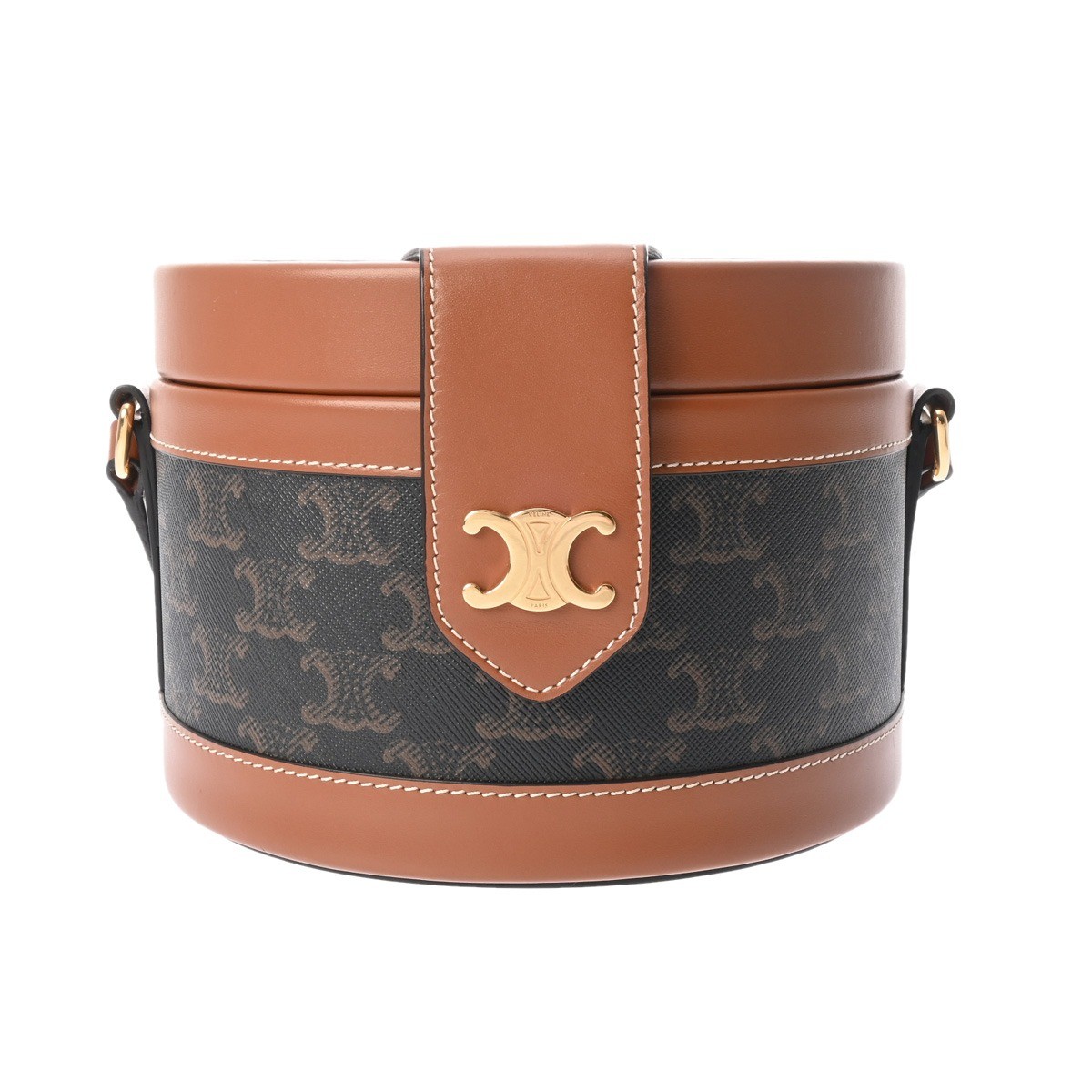 CELINE tambour medium 195192BZJ Triomphe triomphe canvas/calf Tan Women Shou…